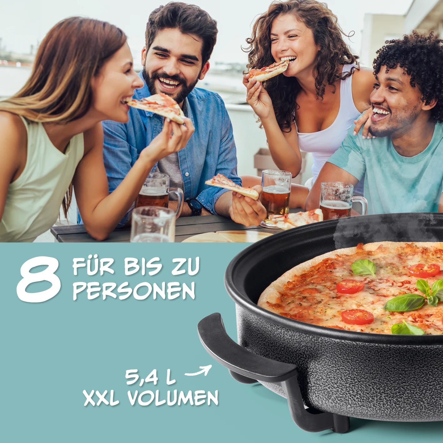 Pizza-Pfanne mit Deckel - Elektrisch 1500W - ⌀ 40 cm - Image 5