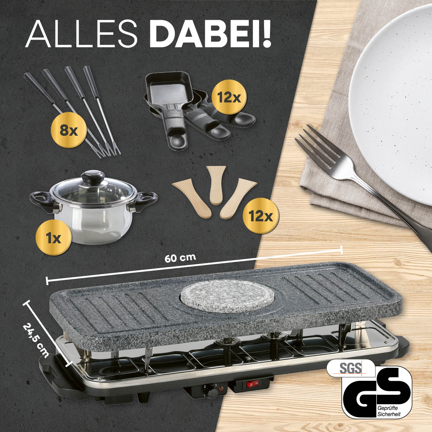 Raclette- & Fondue-Set GRANITlook - schwarz - Image 5