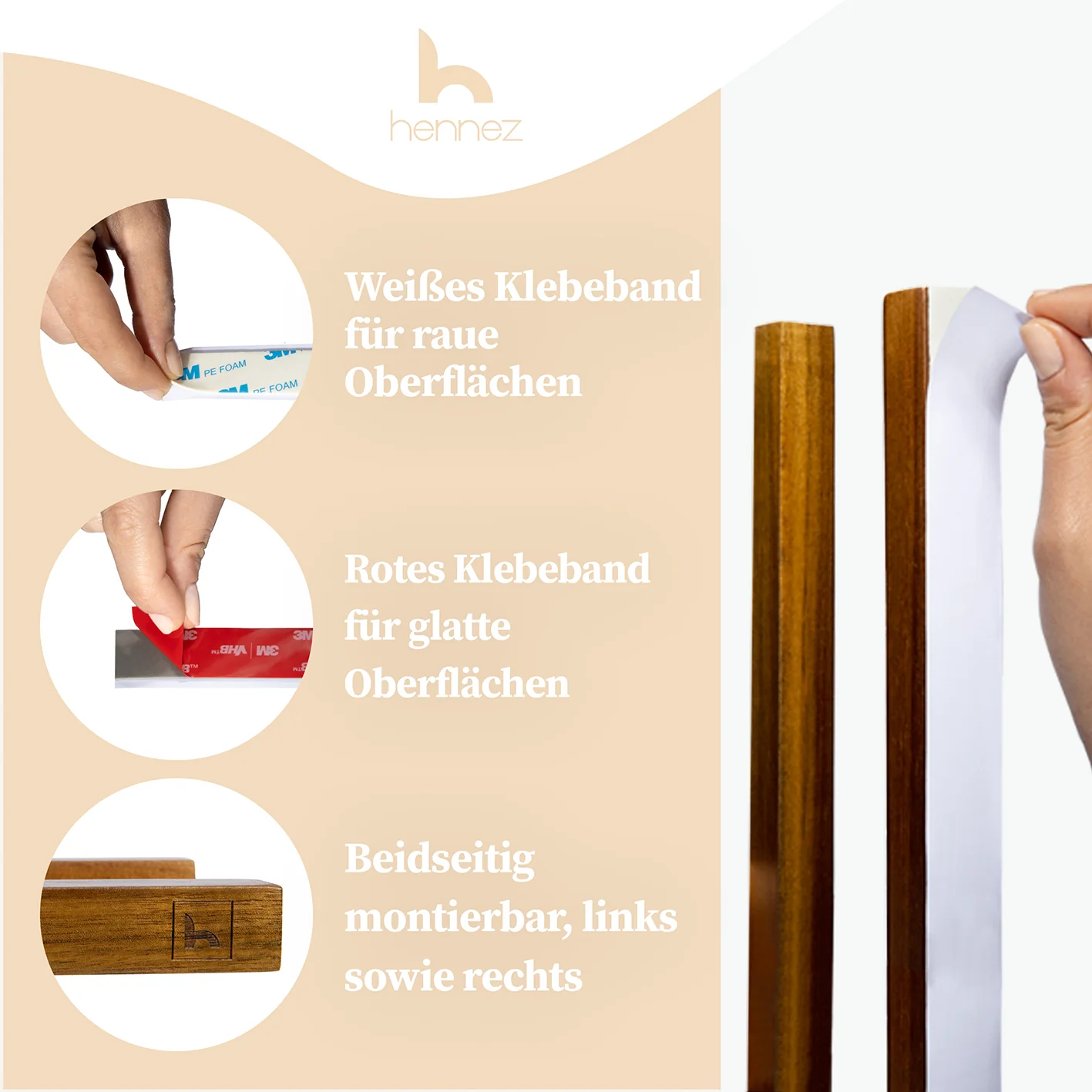 Handtuchstange "Alfred" ohne Bohren - Akazie - Image 2