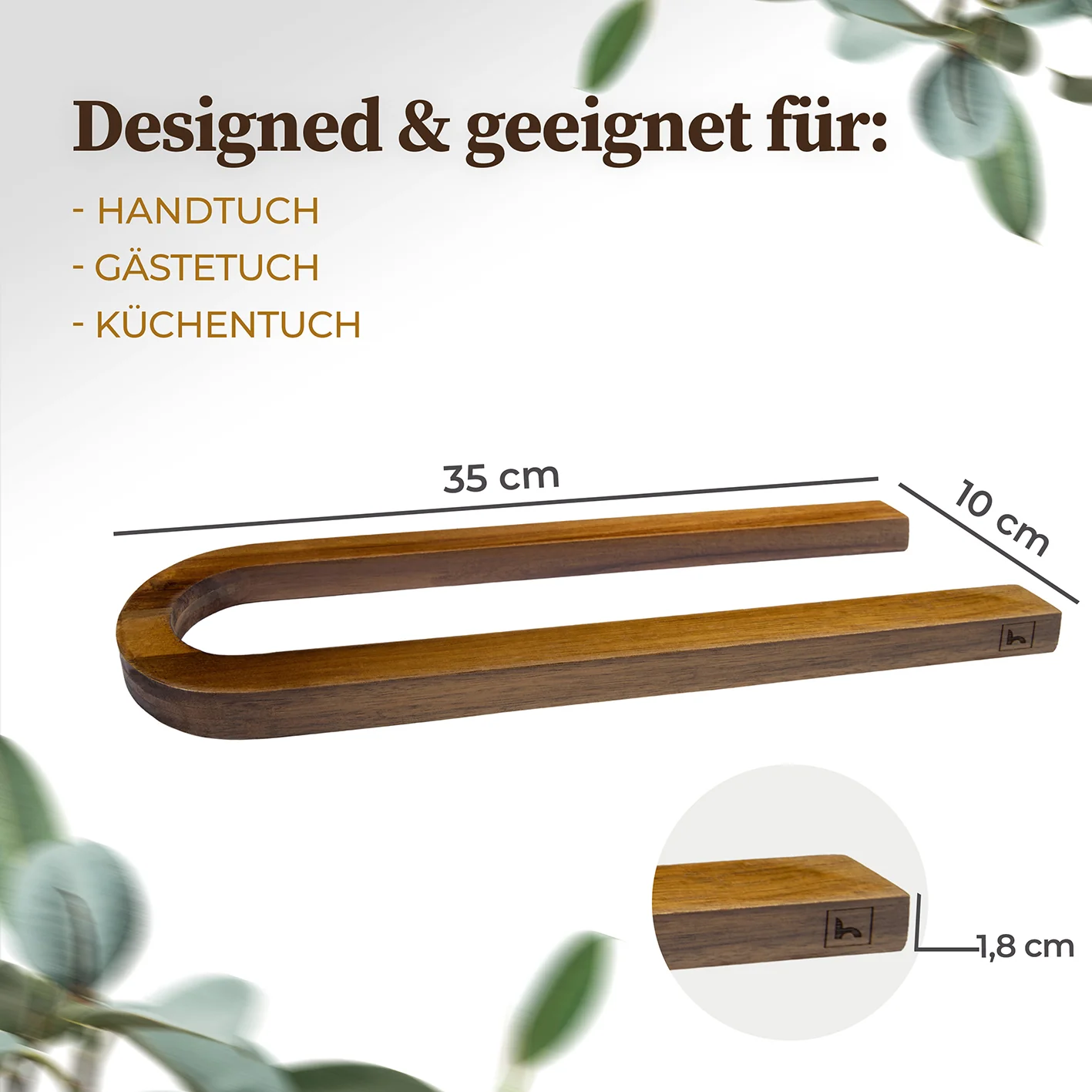 Handtuchstange "Alfred" ohne Bohren - Akazie - Image 3