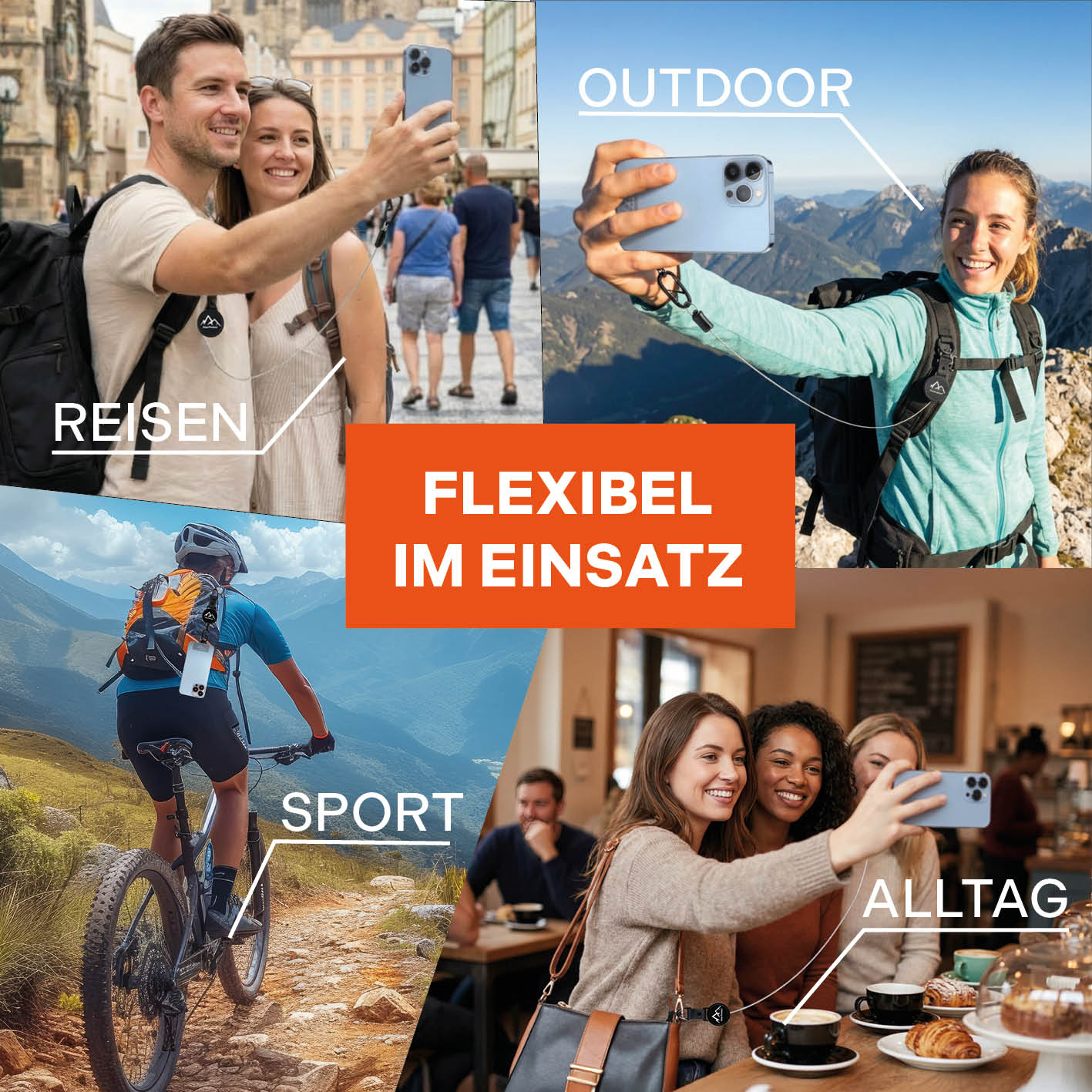 Handy Sicherung mit Stahlseil & Karabiner, 80 cm Anti-Drop Kabel - Image 9
