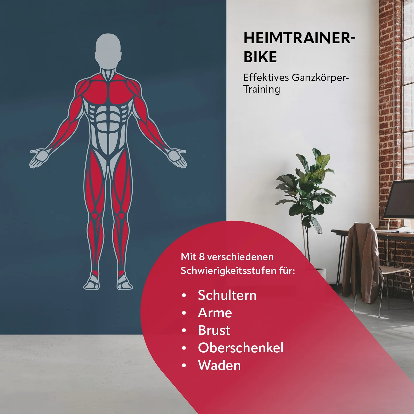 Heimtrainer Fitness Bike mit Expanderbänder - Image 3