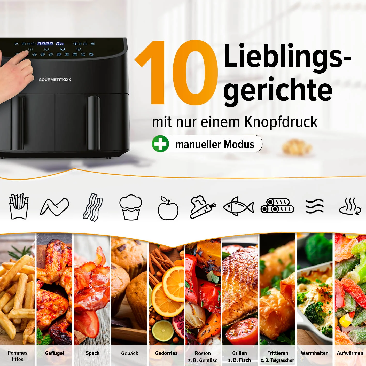 Doppelkammer-Heißluftfritteuse - 2 x 3,5 L - Image 3