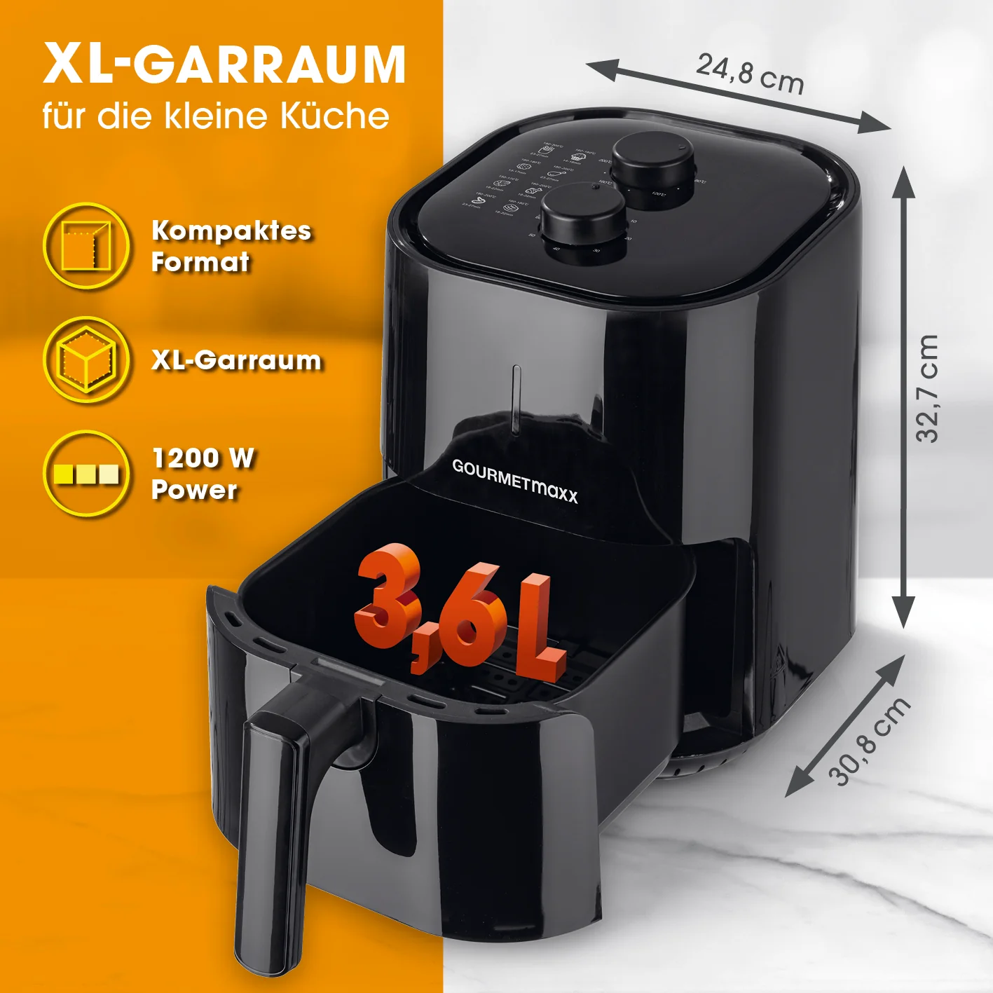 Heißluft-Fritteuse Mechanisch 3,6l - Schwarz - Image 3