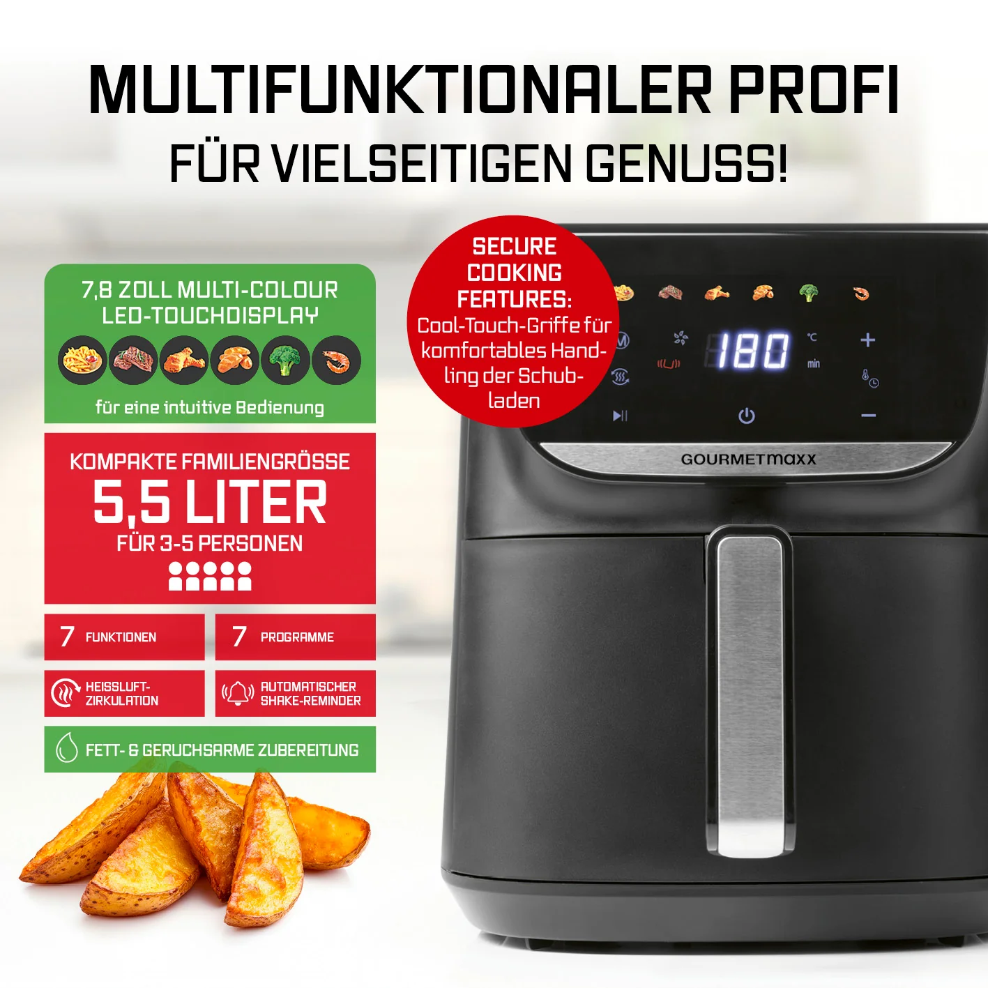 Heißluftfritteuse - 5,5 Liter - Image 3