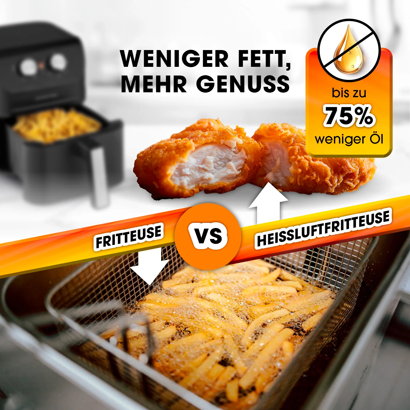 Heißluftfritteuse mit 4 Litern Fassungsvermögen - 1400 Watt - Image 3