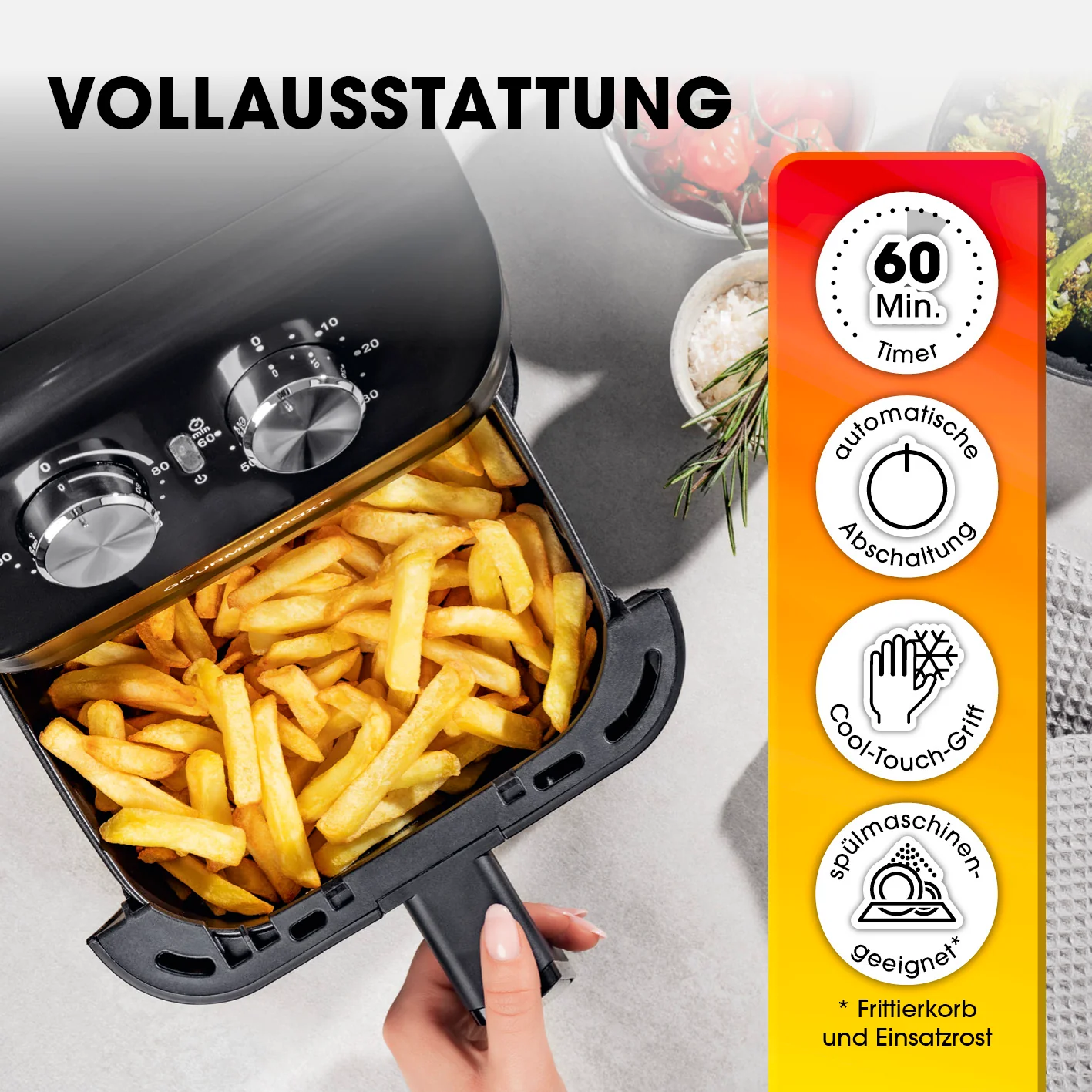 Heißluftfritteuse mit 4 Litern Fassungsvermögen - 1400 Watt - Image 4