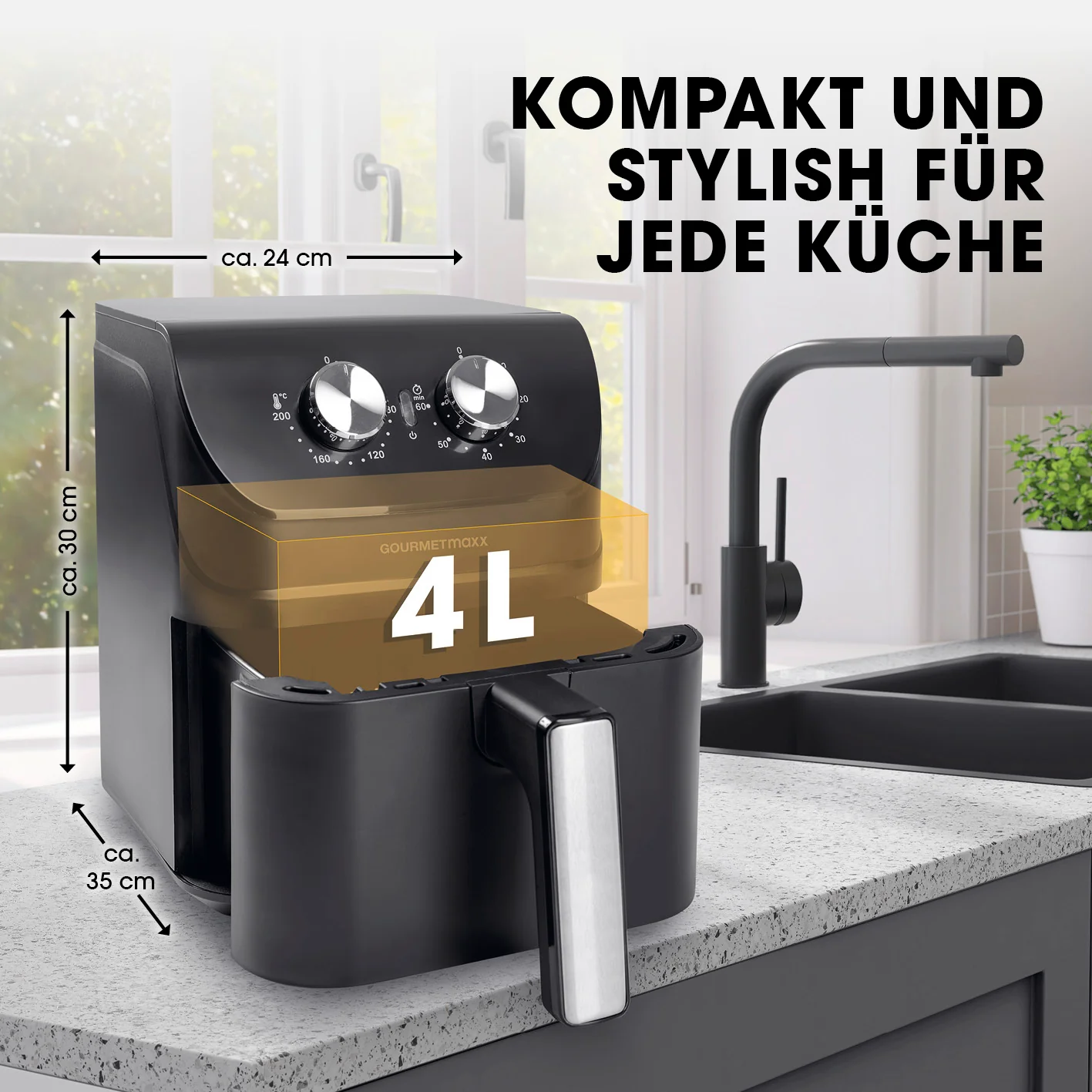 Heißluftfritteuse mit 4 Litern Fassungsvermögen - 1400 Watt - Image 8