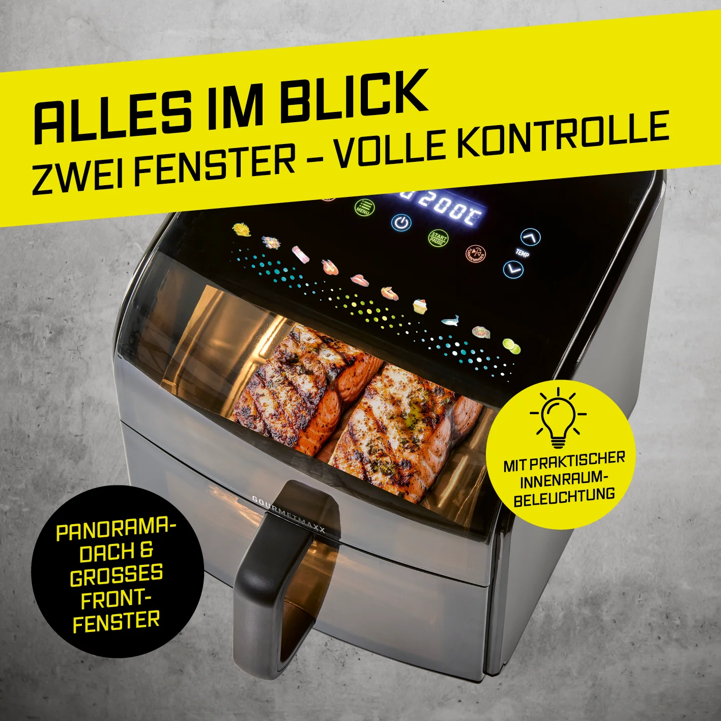 Heißluftfritteuse mit Panoramadach und Frontfenster - 7 l - Image 2