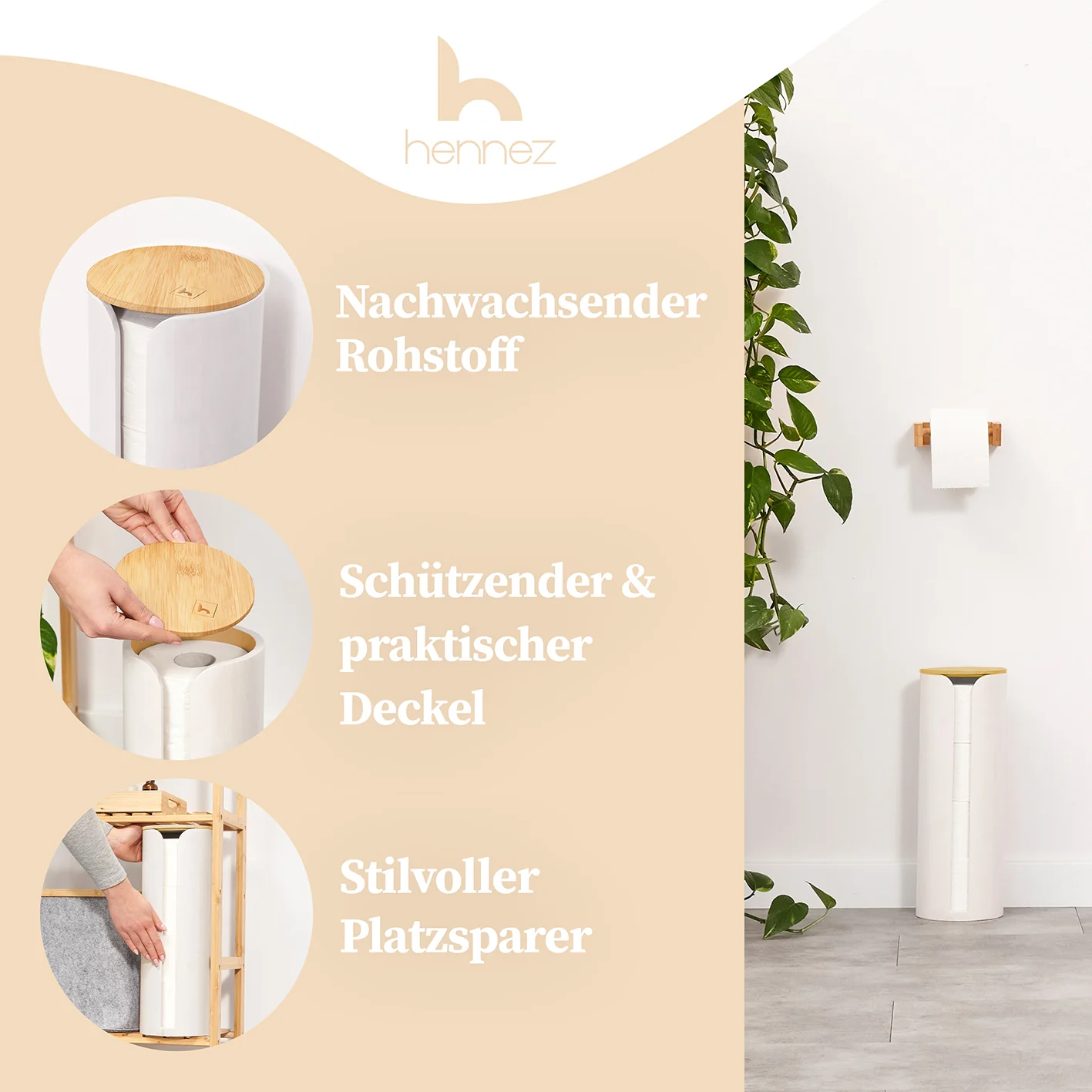 Hennez Toilettenpapier-Aufbewahrung "Maria" - Weiß - Image 2