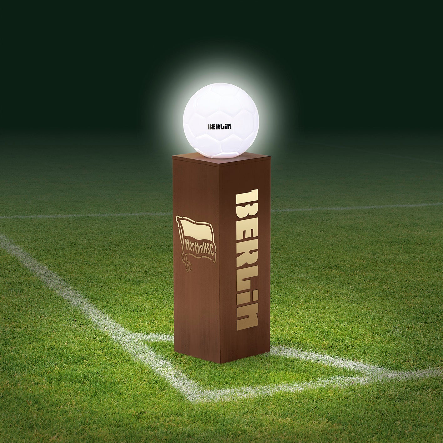 LED-Dekosäule Rost-Optik mit Leuchtkugel - 84 cm - braun - Image 2