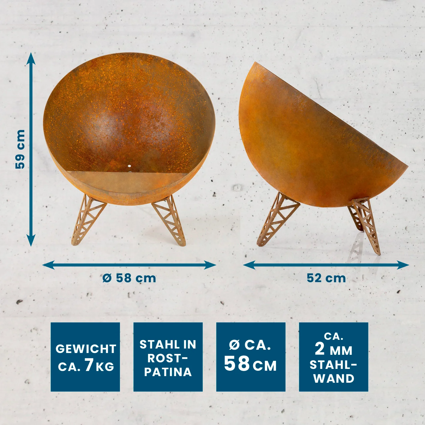 Feuerschale in Rost-Patina - Ø 58 cm - Image 3