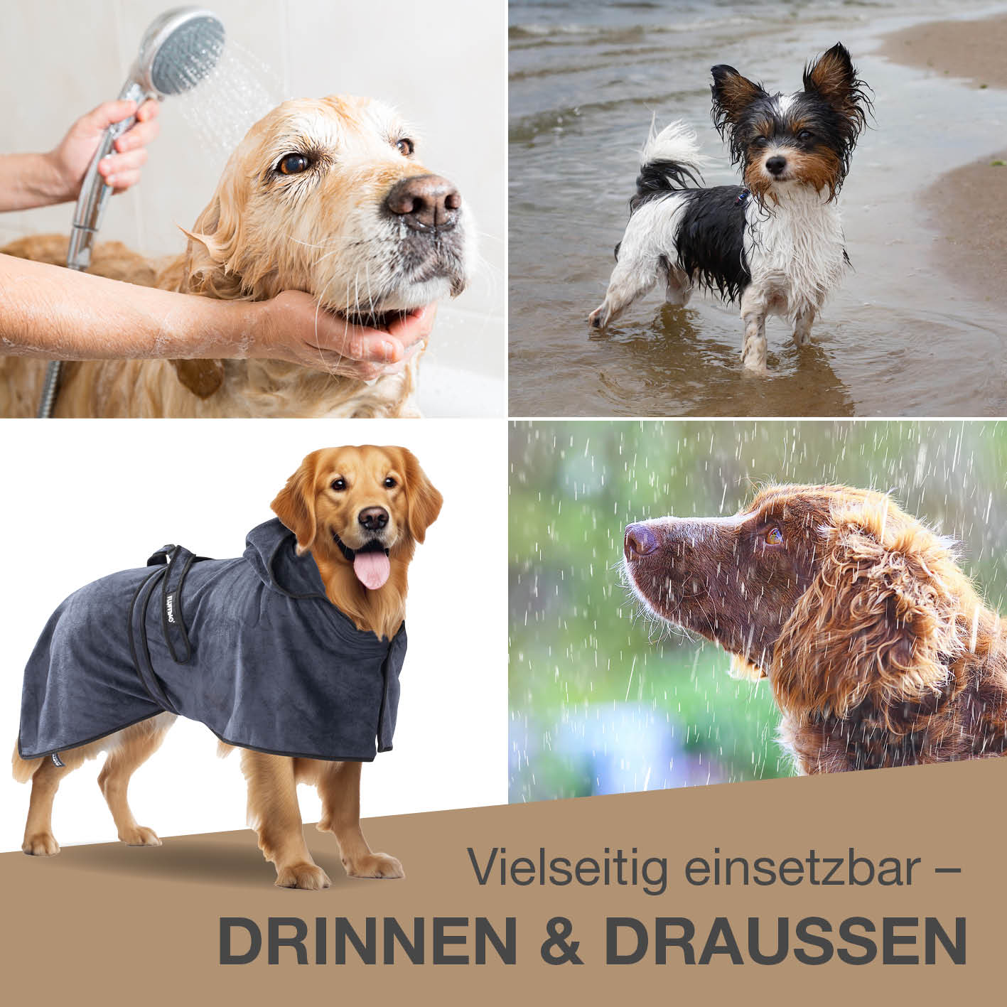 Hundebademantel - Größe M - beige/blau - Image 6