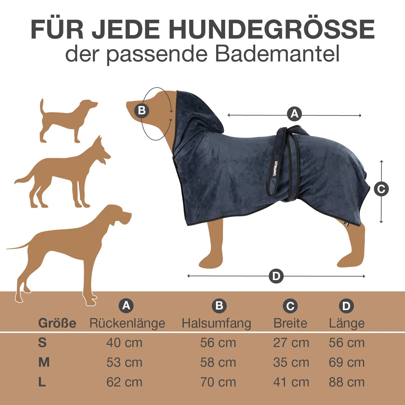 Hundebademantel - Größe M - beige/blau - Image 7