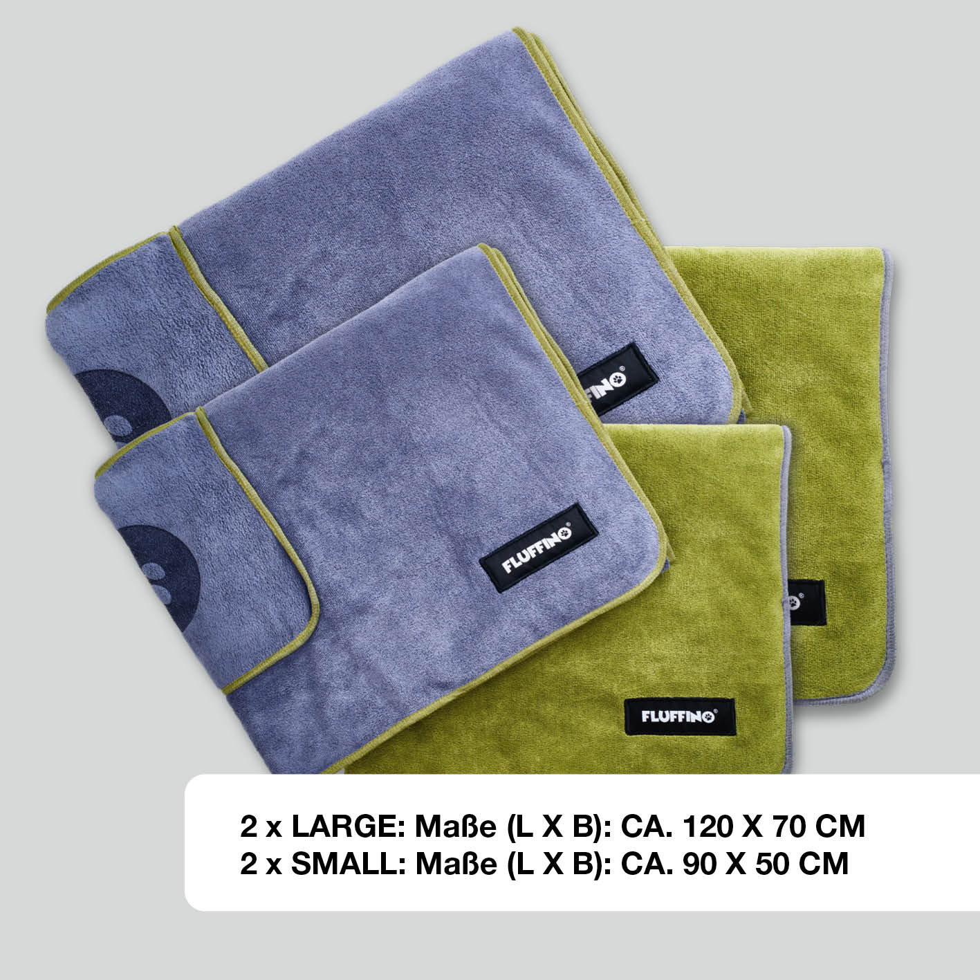 Hundehandtuch Mikrofaser – 4er-Pack - Grau & Grün - Image 10