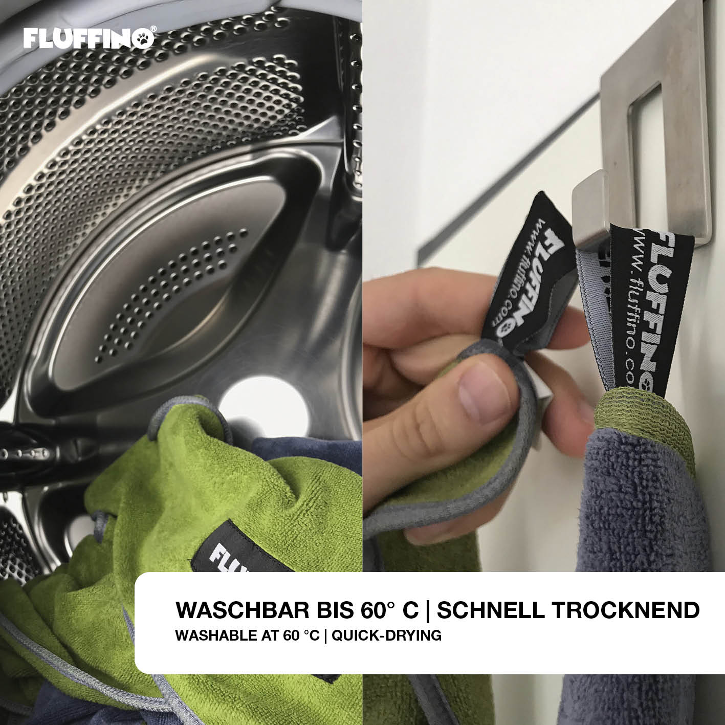 Hundehandtuch Mikrofaser – 4er-Pack - Grau & Grün - Image 4