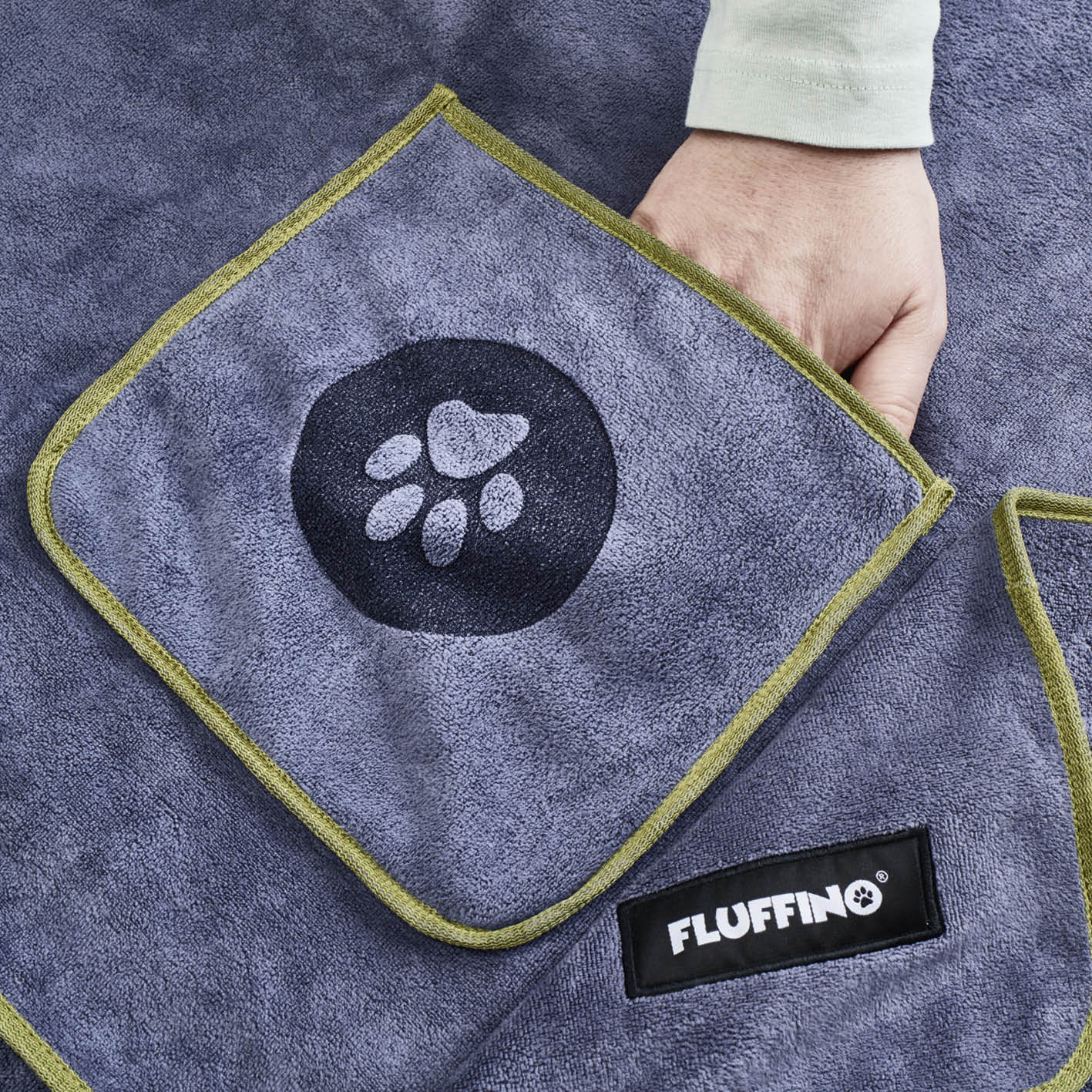 Hundehandtuch Mikrofaser – 4er-Pack - Grau & Grün - Image 7