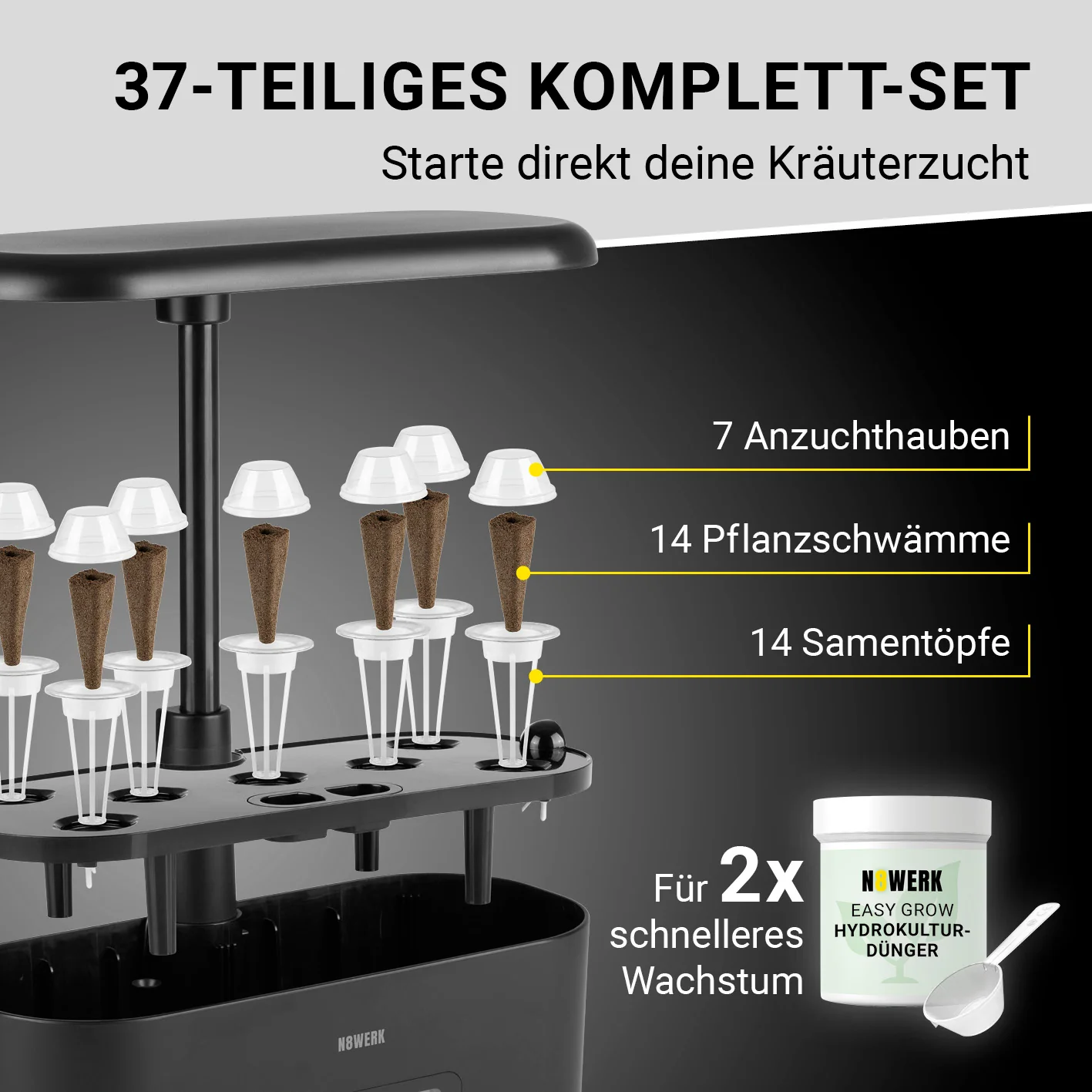 Hydroponische Pflanzenanzuchtstation mit Display + Ersatz-Set 56-tlg. - Image 3