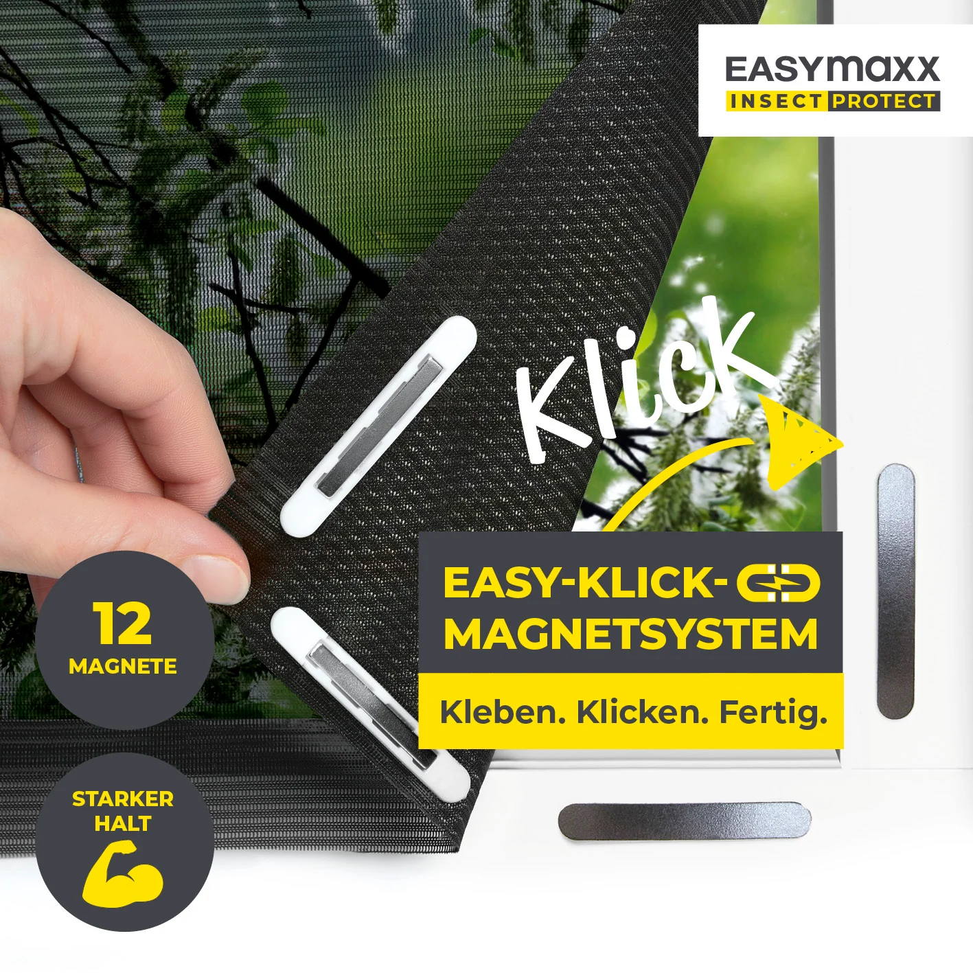 Insekten- & Pollenschutzgitter mit Magnetbefestigung - 4er-Set - 150x180cm - Schwarz - Image 3