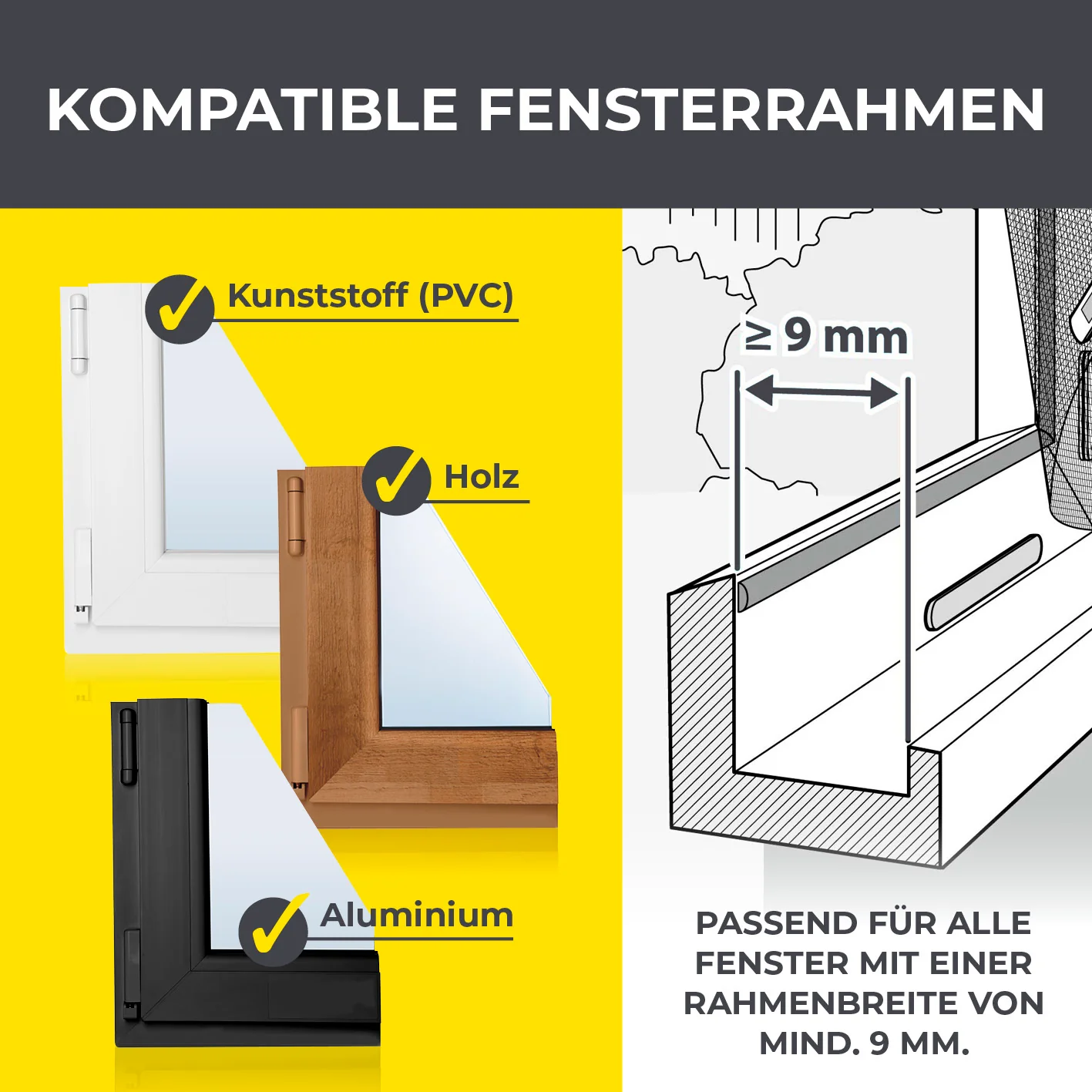 Insektenschutzgitter mit Magnetbefestigung - 110 x 130 cm - Schwarz - Image 6