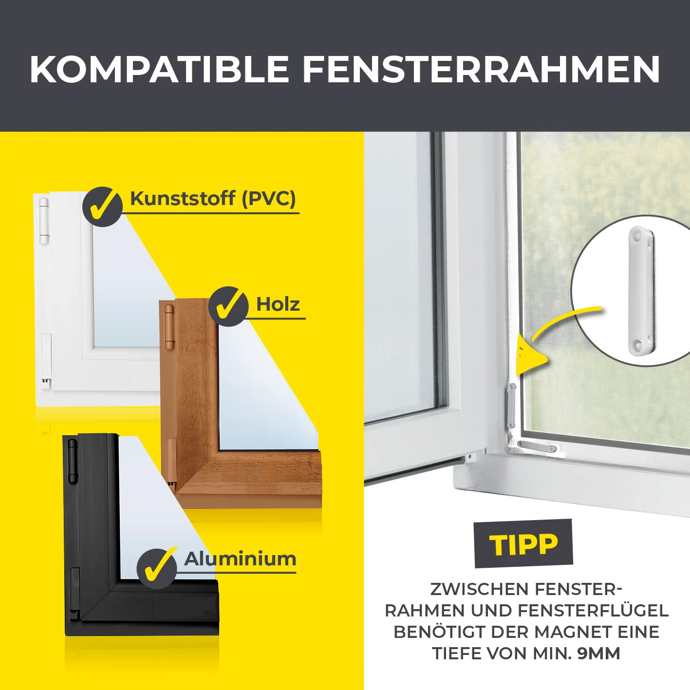 Insektenschutzgitter mit Magnetbefestigung - 4er-Set - 110 x 130 cm - Weiß - Image 8