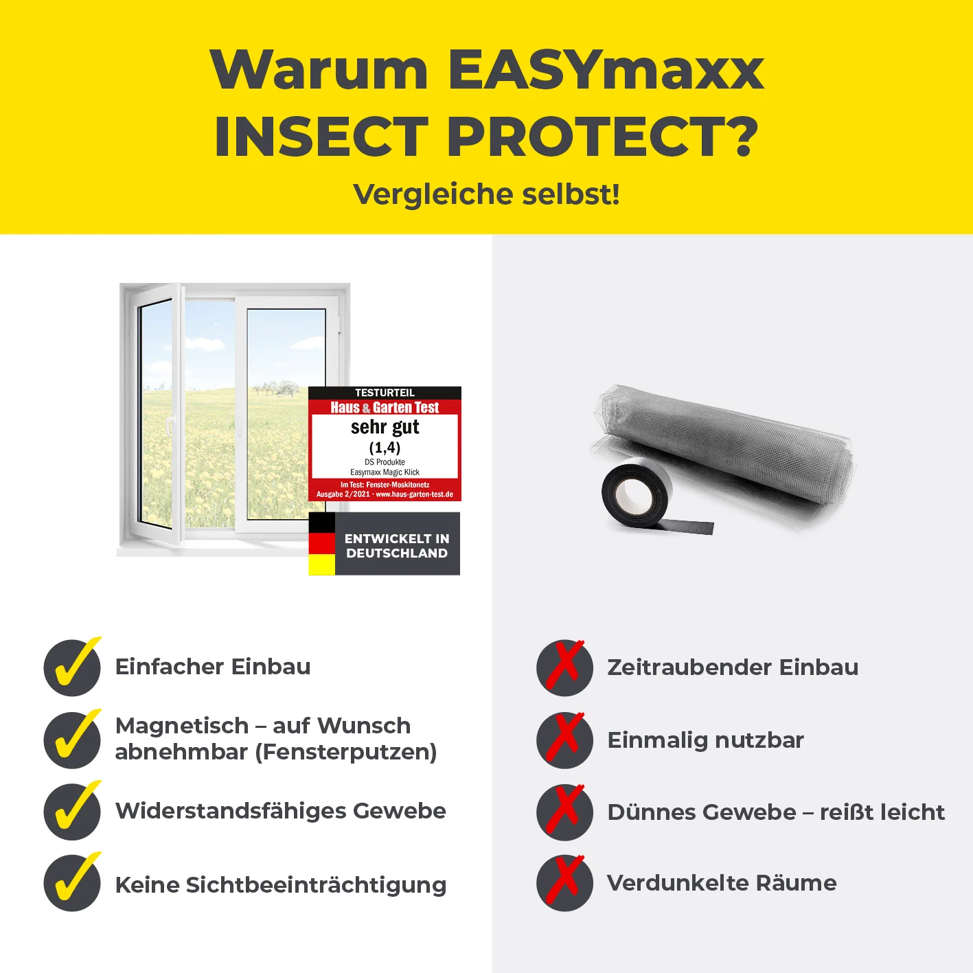 Insektenschutzgitter mit Magnetbefestigung - 4er-Set - 130 x 150 cm - Weiß - Image 10
