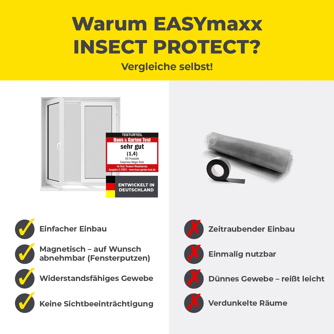 Insektenschutzgitter mit Magnetbefestigung - 4er-Set - 150 x 180 cm - Schwarz - Image 10