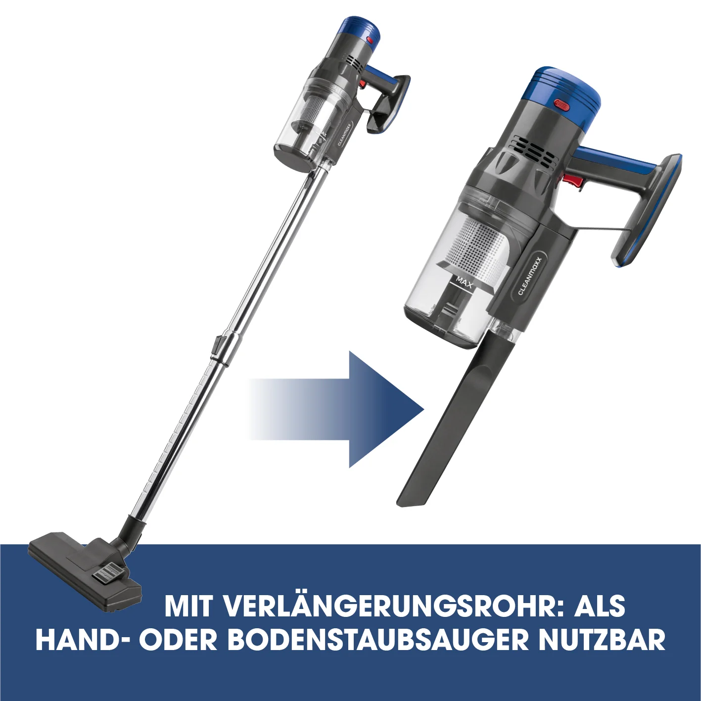 Kabelloser Hand- und Bodenstaubsauger mit Zyklontechnologie - anthrazit/blau - Image 4