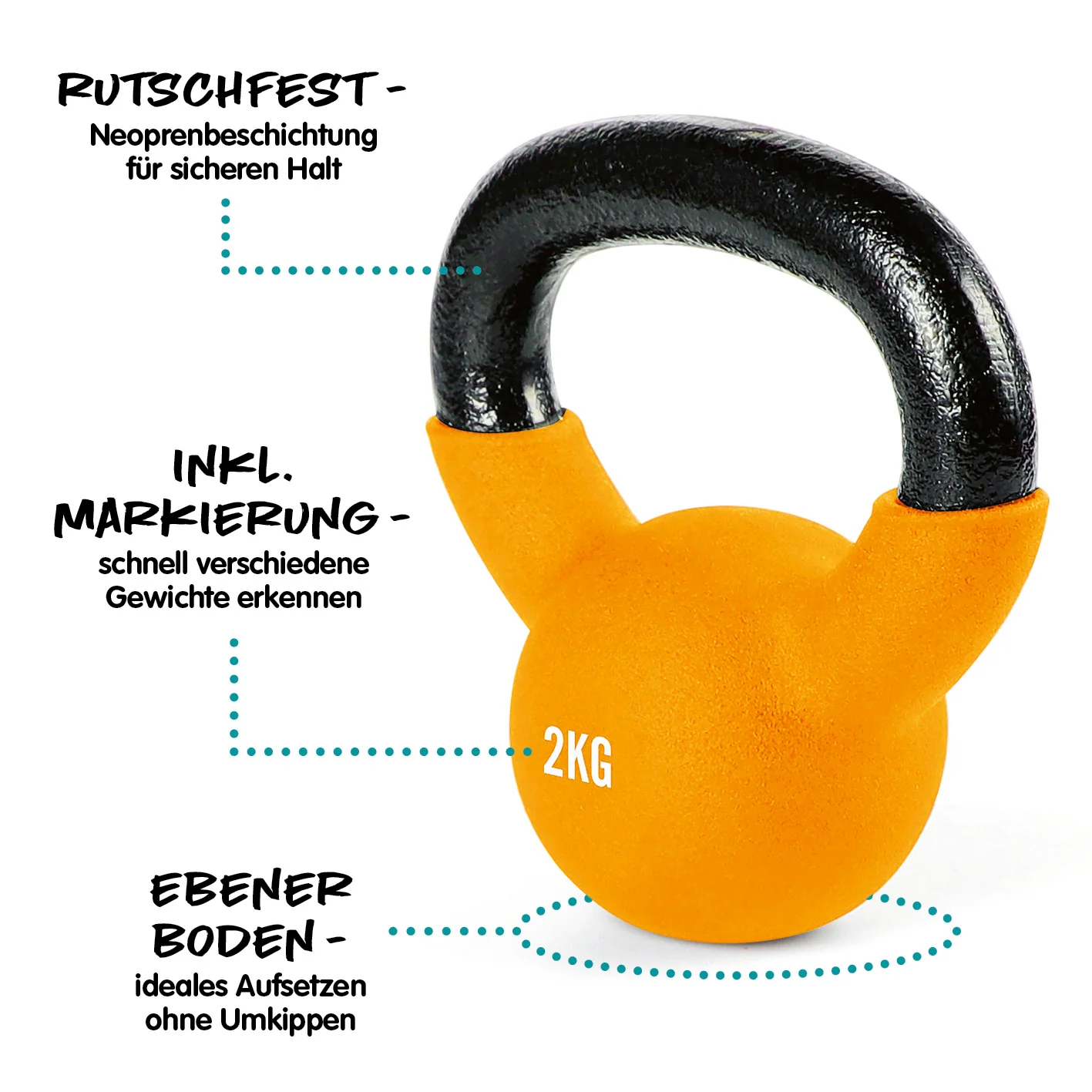 Kettlebell - Kugelhantel aus Gusseisen - 2 kg - Image 4