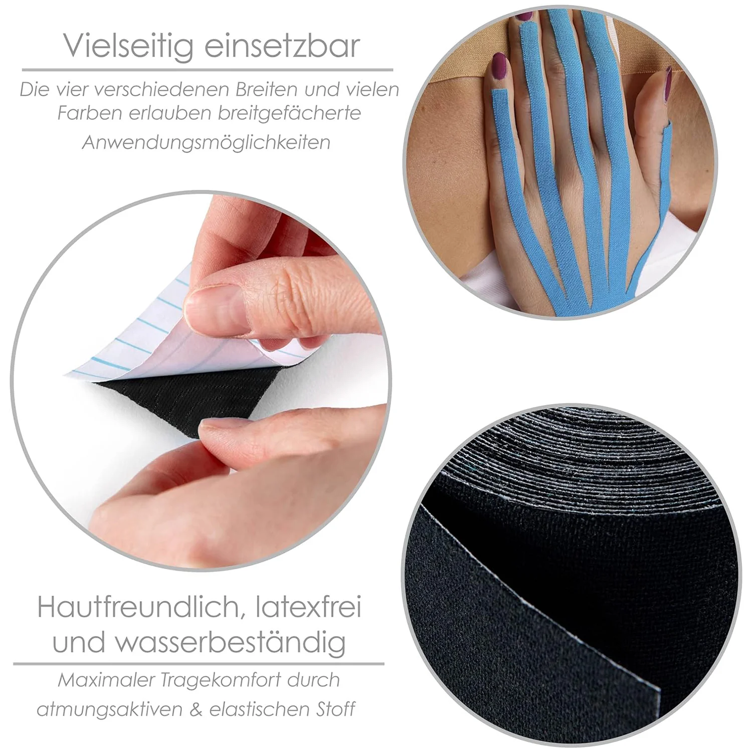 Kinesiologisches Tape - 5 cm x 5 m - Schwarz - Image 5