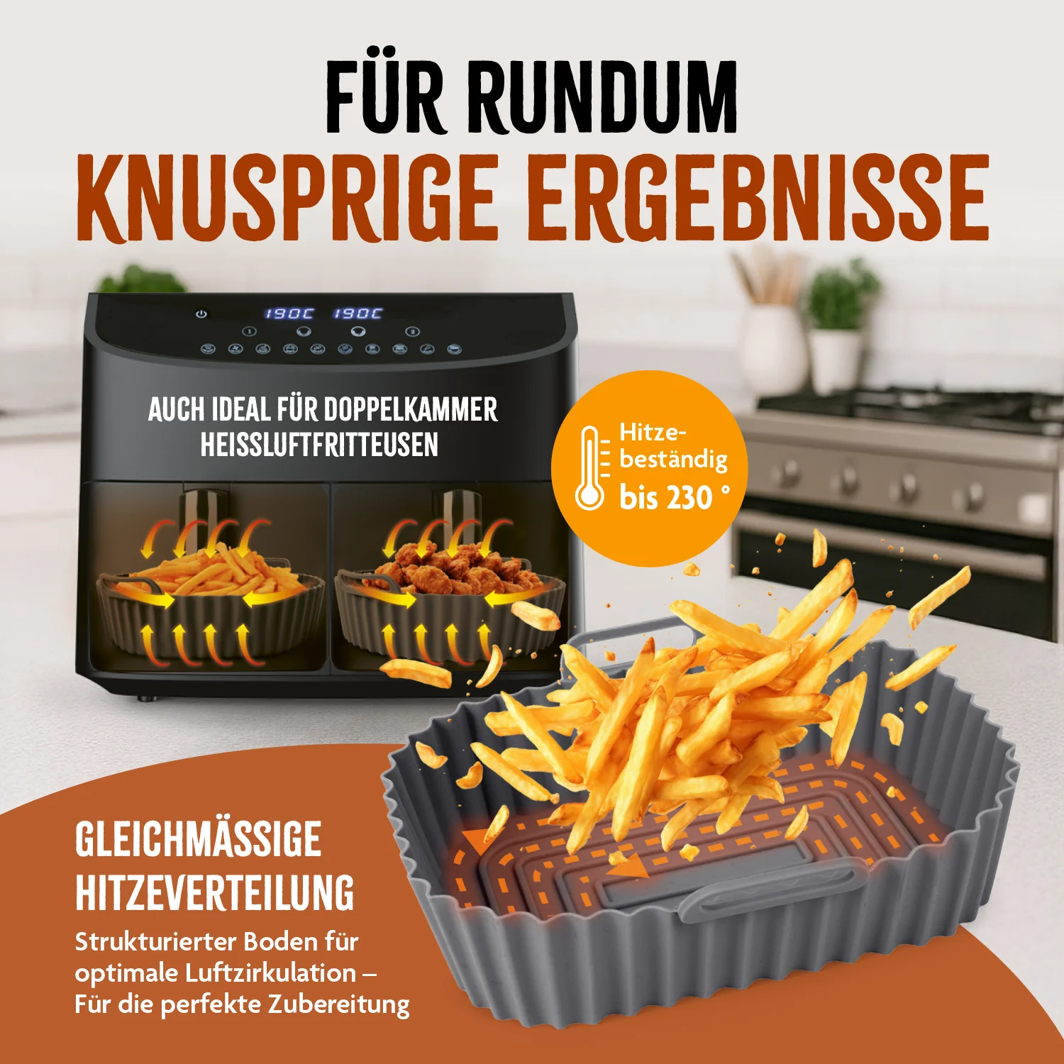 Silikonform für Heißluft-Fritteusen - 20x15x6,3cm - Image 2