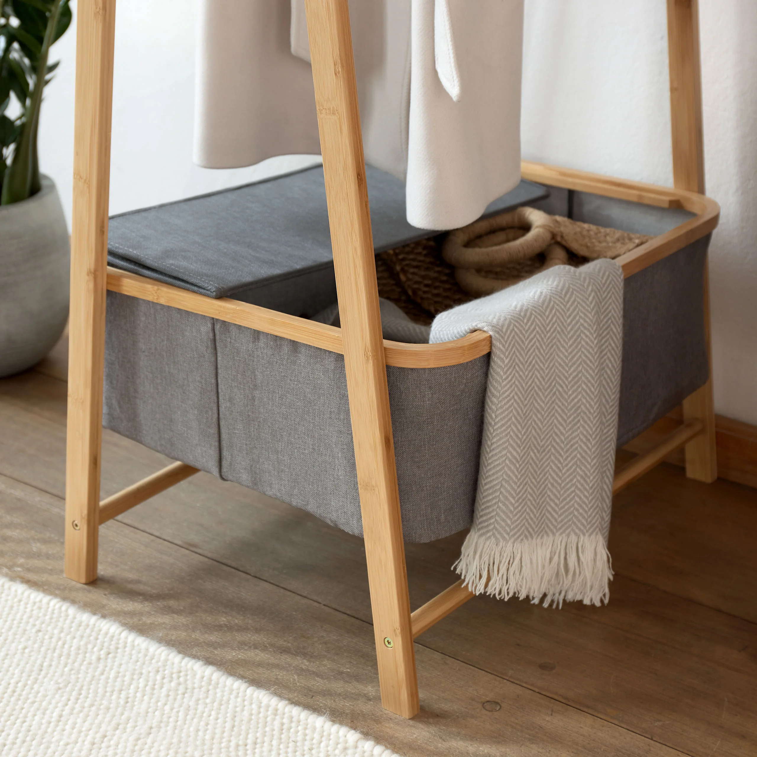 Kleiderständer aus Bambus - 159 x 60 x 45 cm - Beige - Image 3