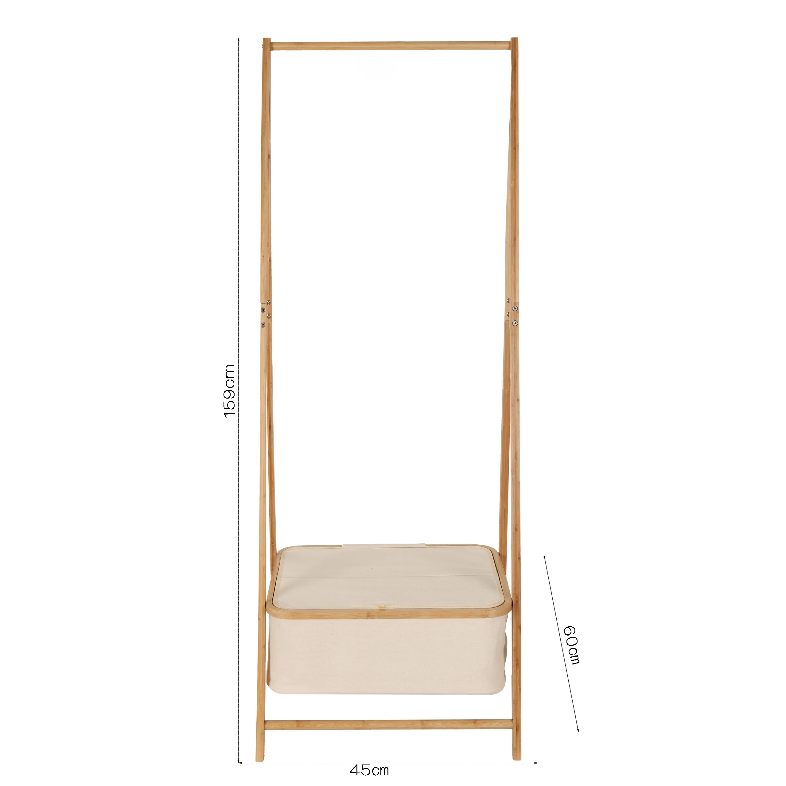 Kleiderständer aus Bambus - 159 x 60 x 45 cm - Beige - Image 4
