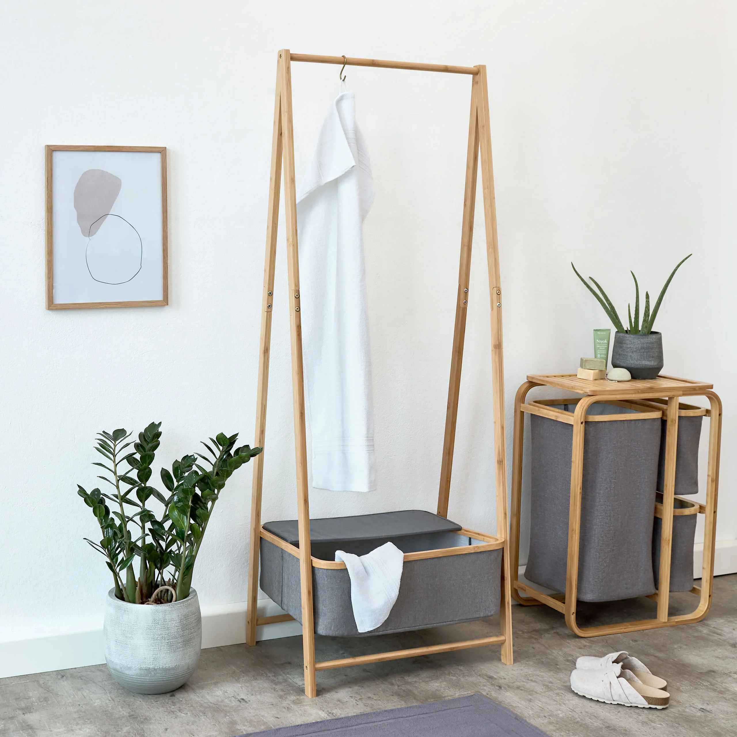 Kleiderständer aus Bambus - 159 x 60 x 45 cm - Beige - Image 5