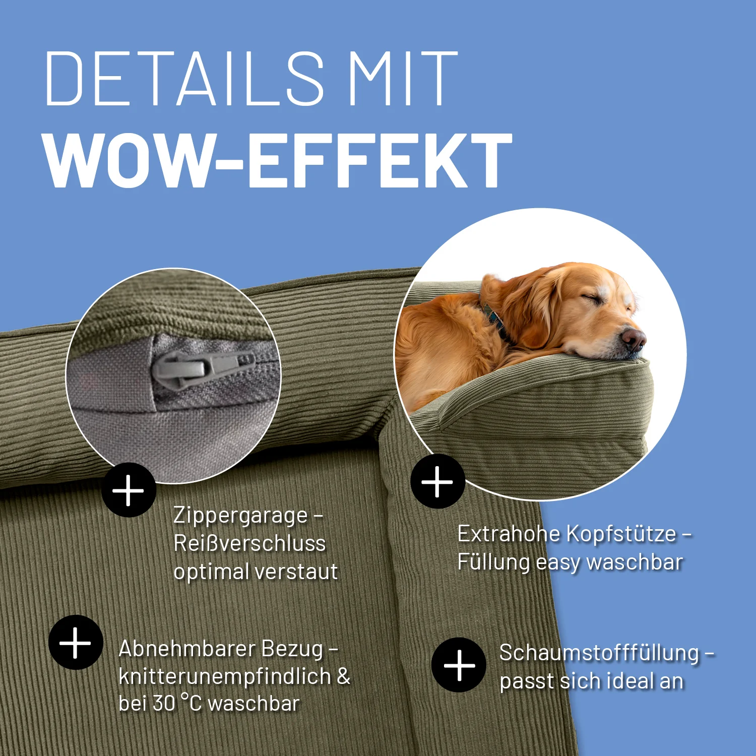 Komfort-Hundebett aus der LUMALAND Cord-Reihe - Gr. L - 110 x 75 cm - Grau - Image 5