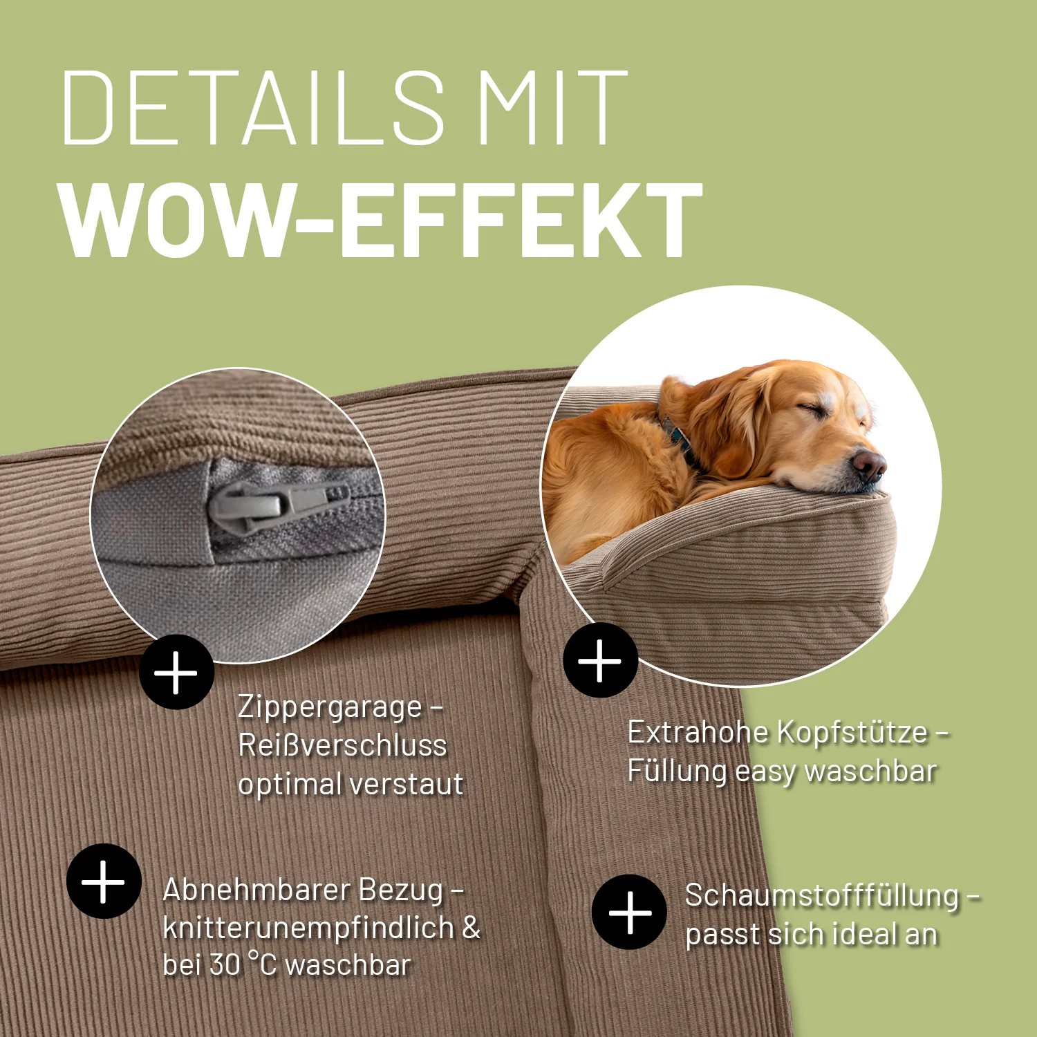 Komfort-Hundebett aus der LUMALAND Cord-Reihe - Gr. L - 110 x 75 cm - Grau - Image 4
