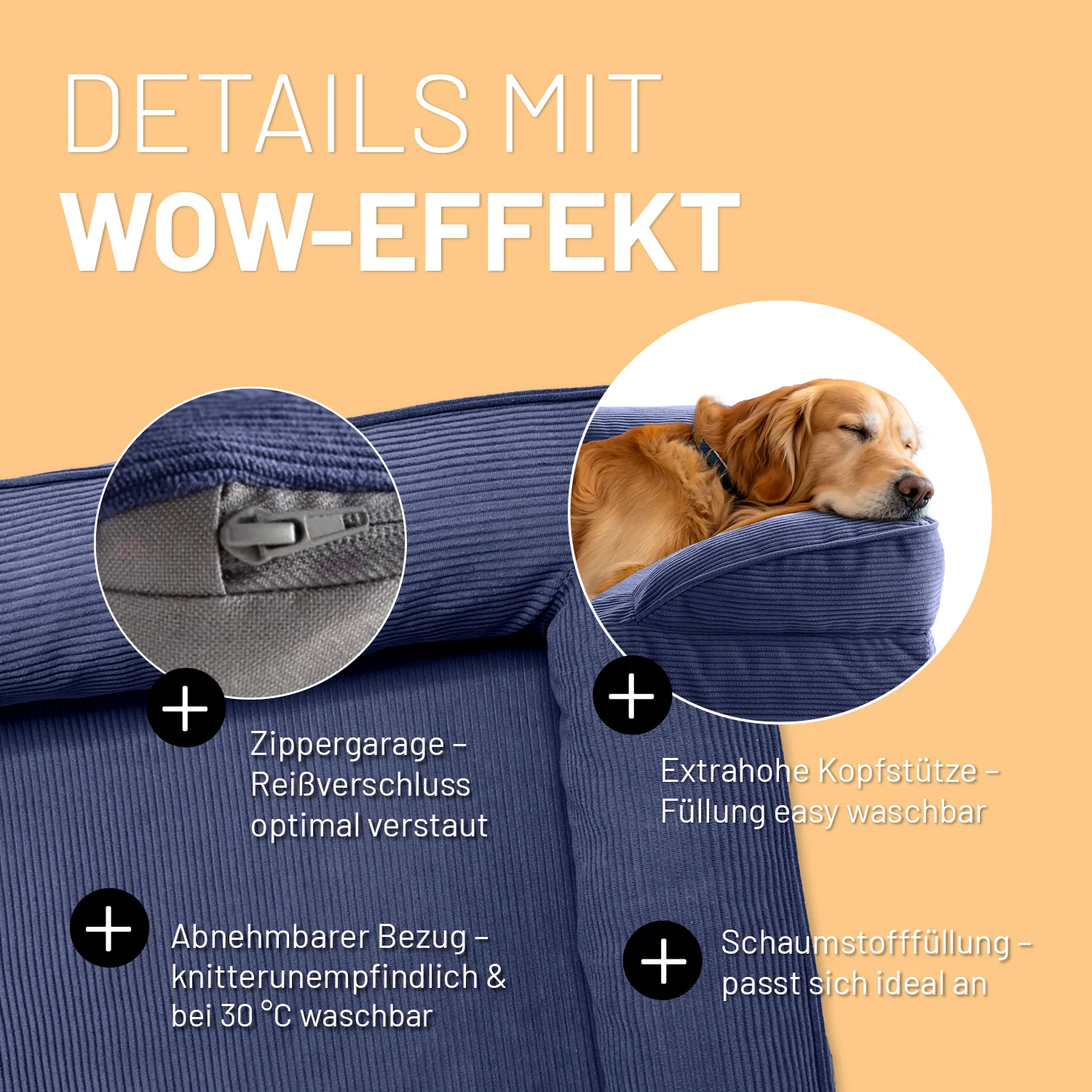 Komfort-Hundebett aus der LUMALAND Cord-Reihe - Gr. L - 110 x 75 cm - Grau - Image 4
