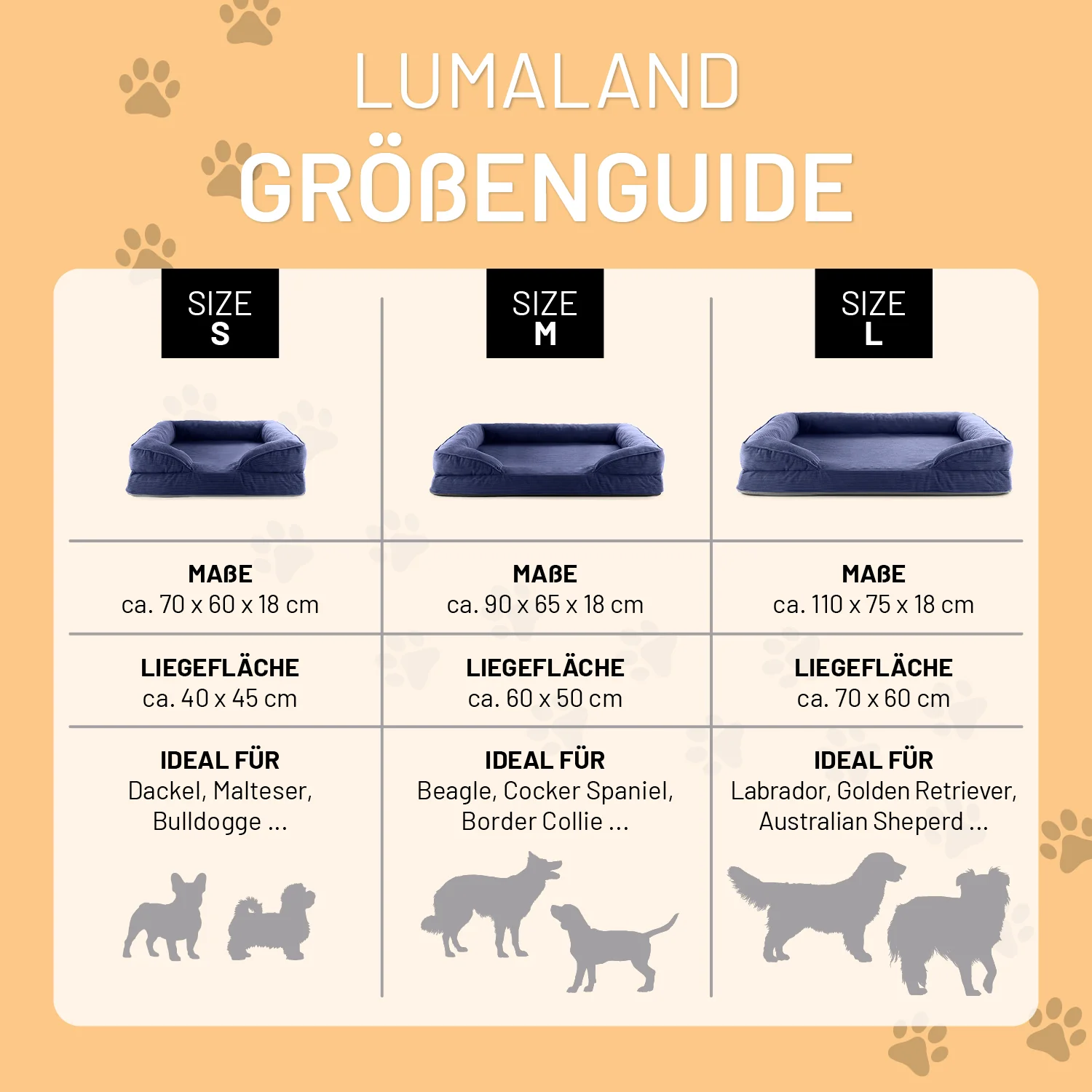 Komfort-Hundebett aus der LUMALAND Cord-Reihe - Gr. L - 110 x 75 cm - Grau - Image 7