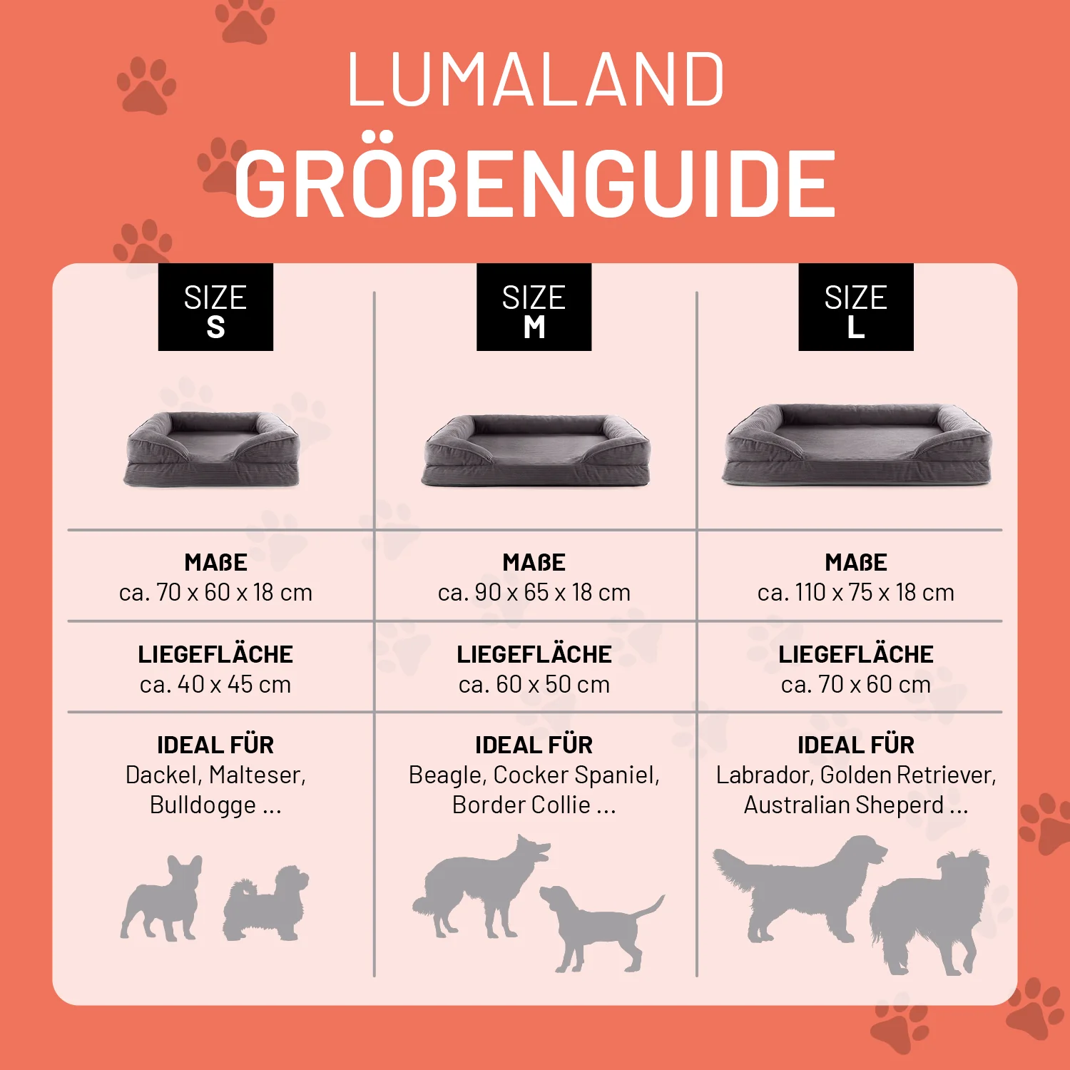 Komfort-Hundebett aus der LUMALAND Cord-Reihe - Gr. L - 110 x 75 cm - Grau - Image 7