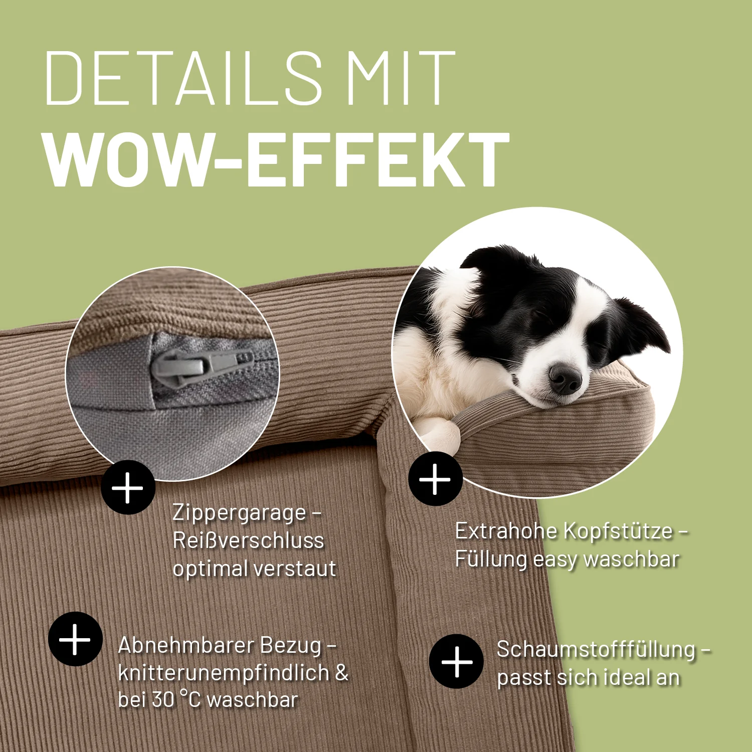 Komfort-Hundebett aus der LUMALAND Cord-Reihe - Gr. M - 90 x 65 cm - Grau - Image 4