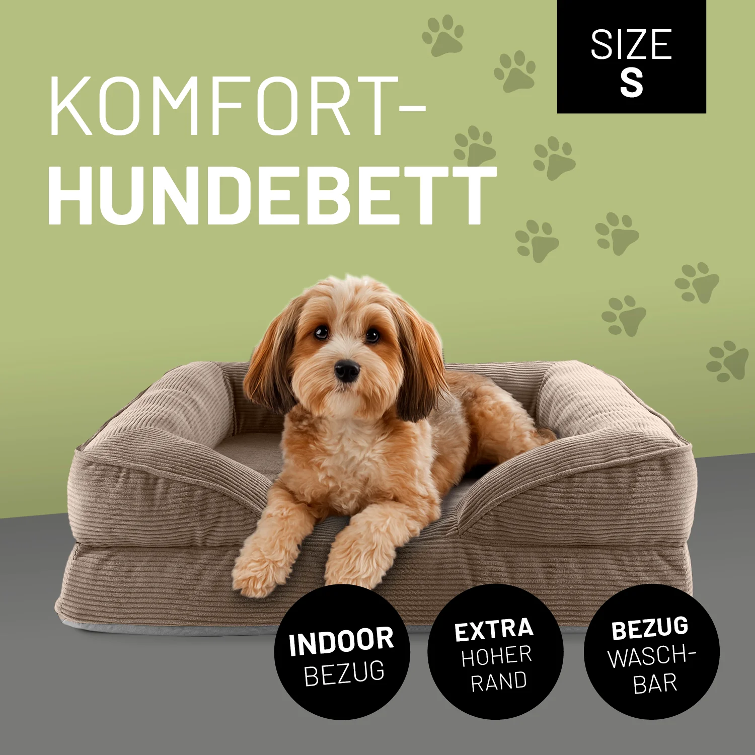 Komfort-Hundebett aus der LUMALAND Cord-Reihe - Gr. S - 70 x 60 cm - Grau - Image 2