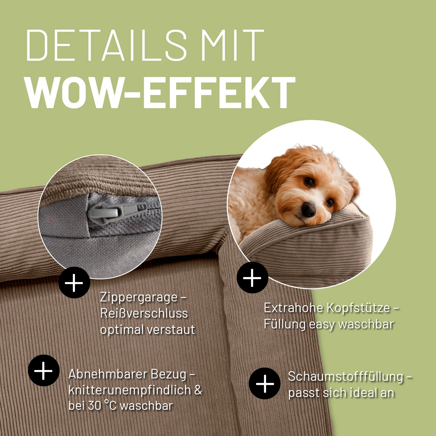 Komfort-Hundebett aus der LUMALAND Cord-Reihe - Gr. S - 70 x 60 cm - Grau - Image 4