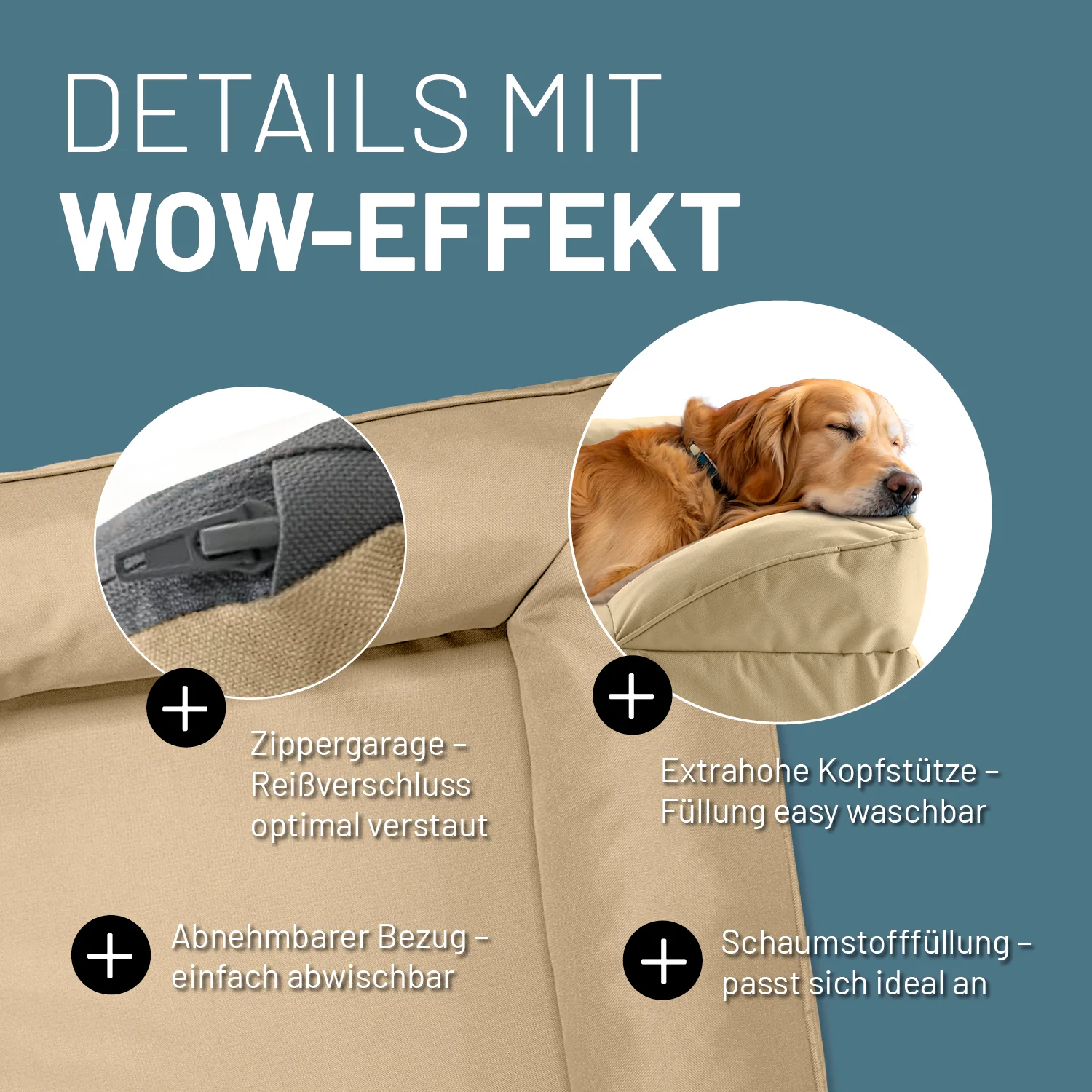 Komfort-Hundebett aus der LUMALAND Outdoor-Kollektion - Gr. L - 110 x 75 cm - Beige - Image 4