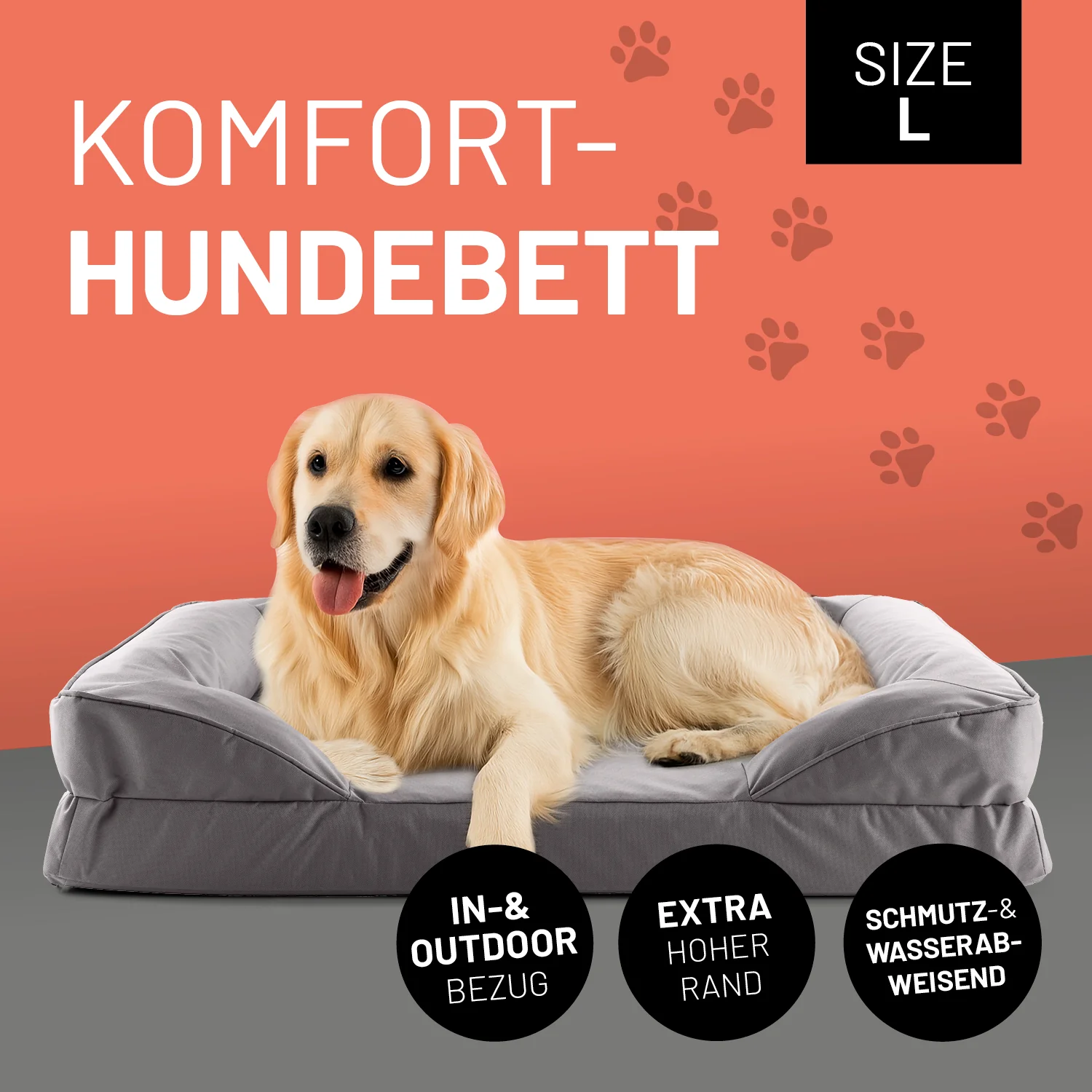 Komfort-Hundebett aus der LUMALAND Outdoor-Kollektion - Gr. L - 110 x 75 cm - Grau - Image 10