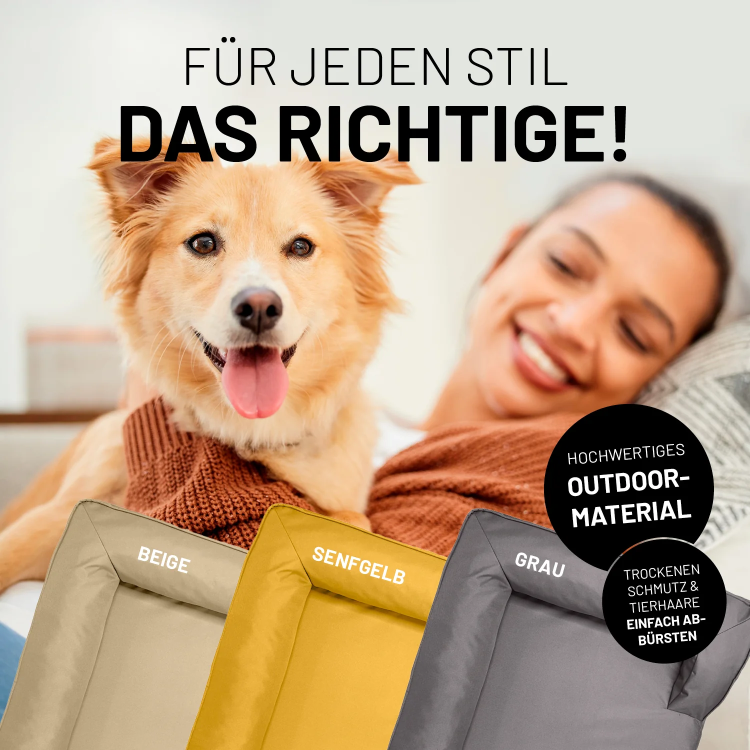 Komfort-Hundebett aus der LUMALAND Outdoor-Kollektion - Gr. L - 110 x 75 cm - Grau - Image 14