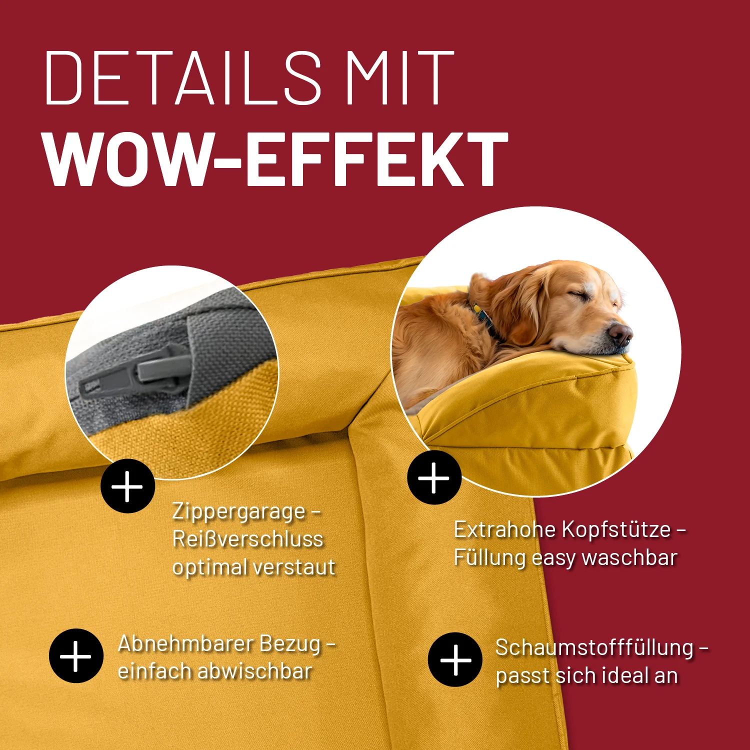 Komfort-Hundebett aus der LUMALAND Outdoor-Kollektion - Gr. L - 110 x 75 cm - Senfgelb - Image 4