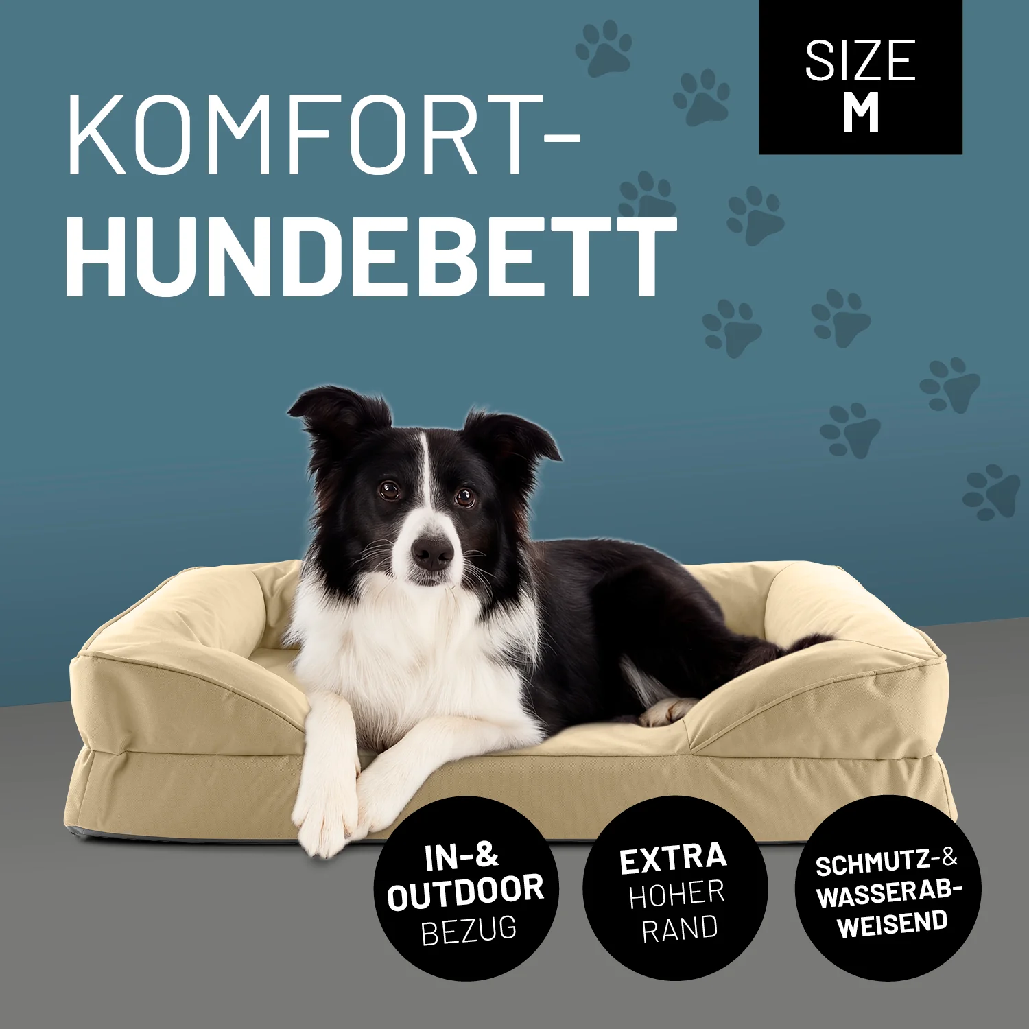 Komfort-Hundebett aus der LUMALAND Outdoor-Kollektion - Gr. M - 90 x 65 cm - Beige - Image 2