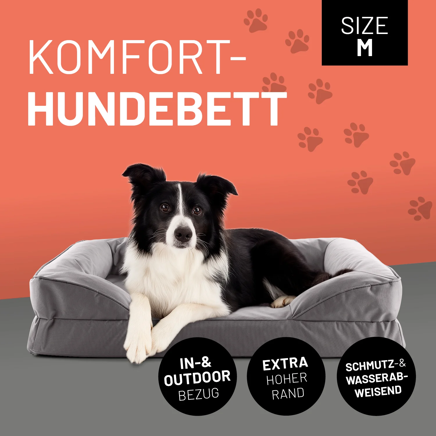Komfort-Hundebett aus der LUMALAND Outdoor-Kollektion - Gr. M - 90 x 65 cm - Grau - Image 2