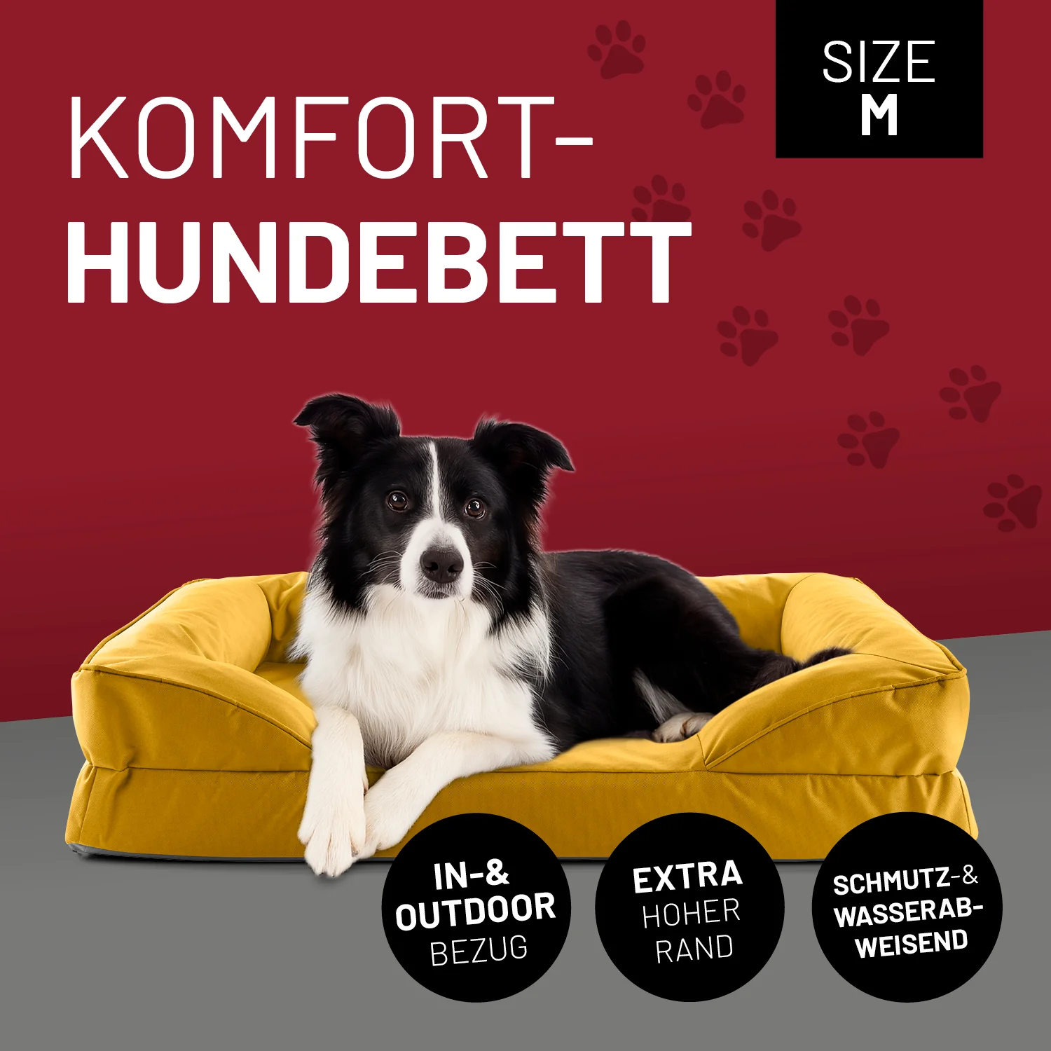 Komfort-Hundebett aus der LUMALAND Outdoor-Kollektion - Gr. M - 90 x 65 cm - Senfgelb - Image 2