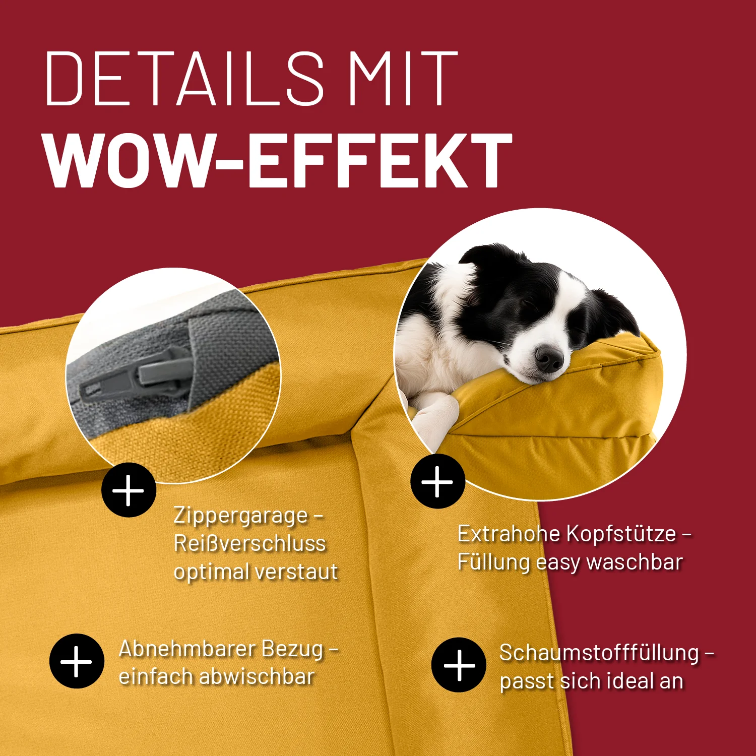 Komfort-Hundebett aus der LUMALAND Outdoor-Kollektion - Gr. M - 90 x 65 cm - Senfgelb - Image 4